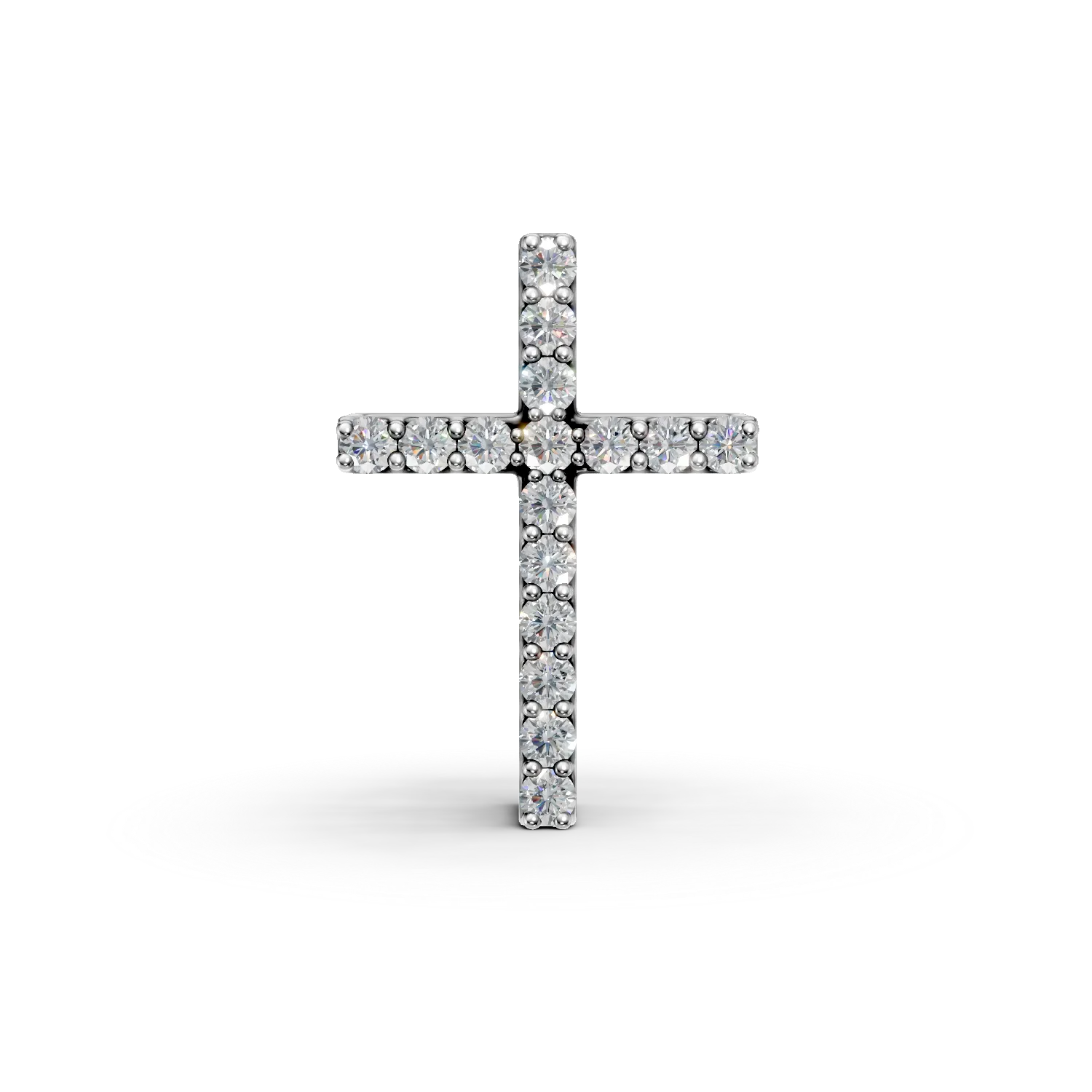 Pandantiv cruciulita din aur alb cu diamante de 0.1ct