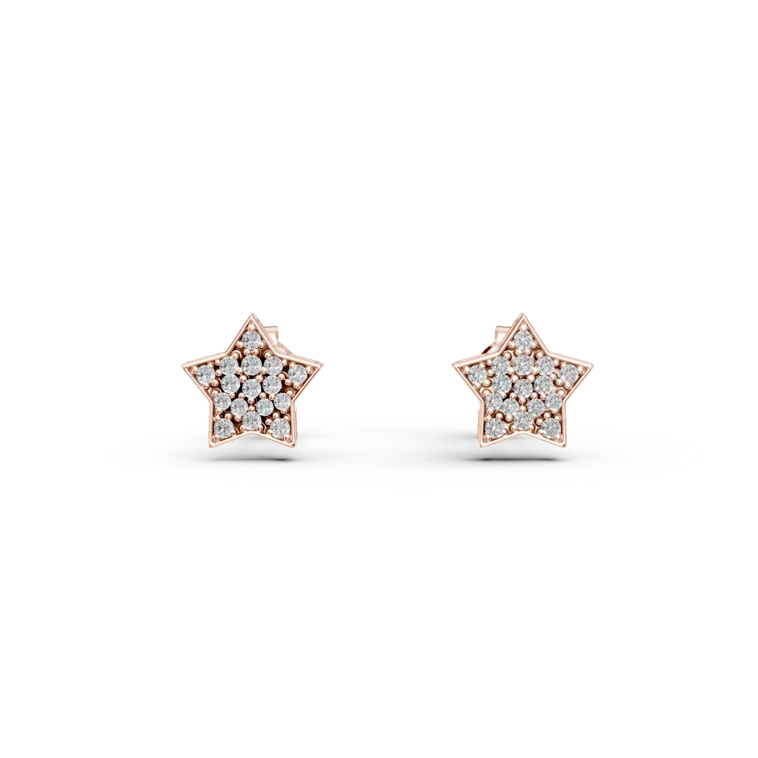 Cercei stea din aur roz cu diamante de 0.1ct-188182