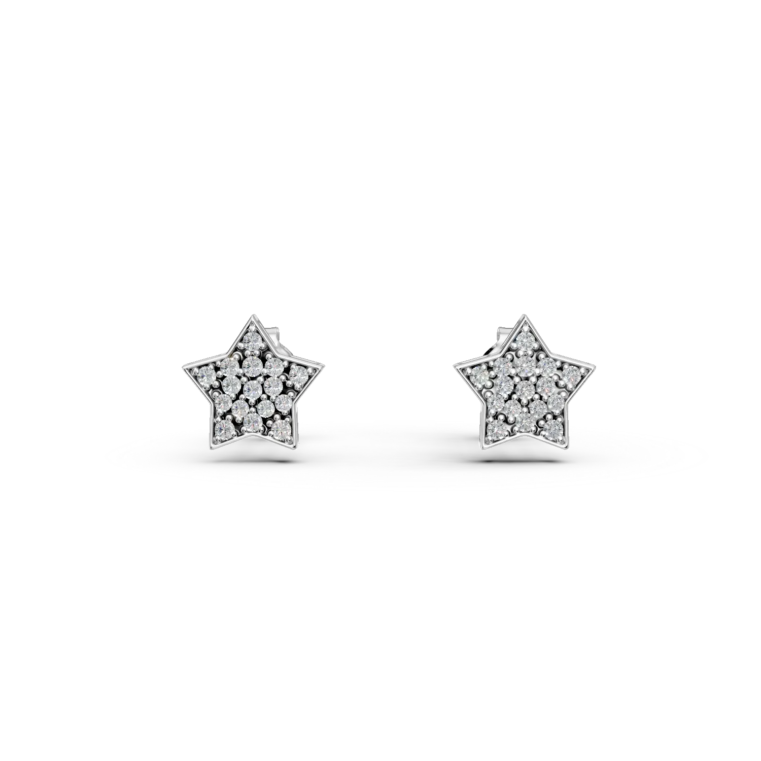 Kolczyki gwiazdy z białego złota z diamentami o masie 0.1ct