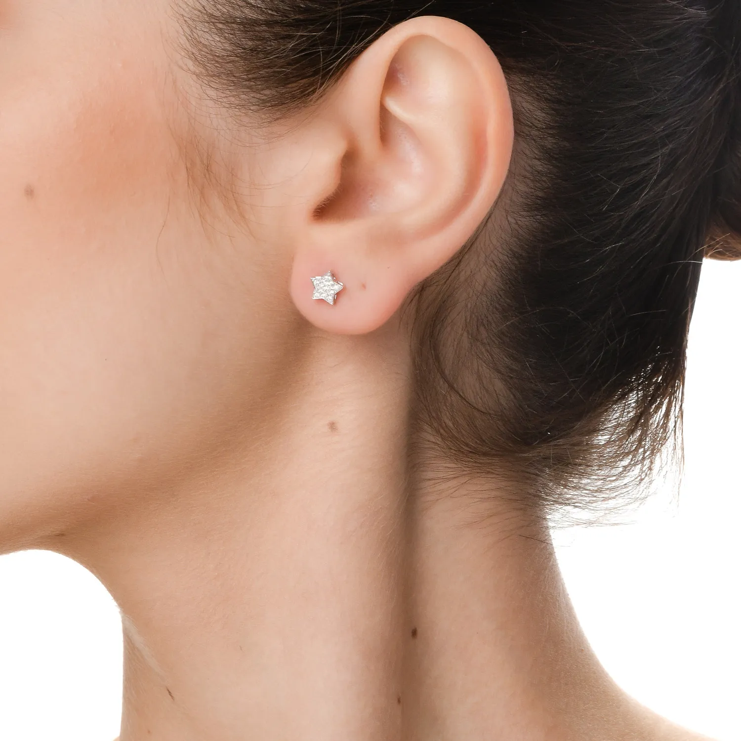 White gold star earrings with 0.1ct diamonds