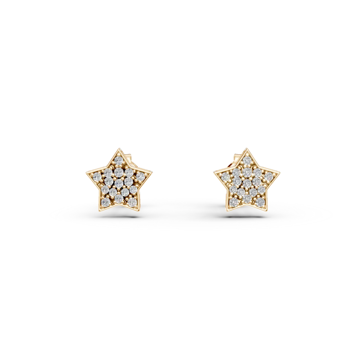 Yellow gold star earrings with 0.1ct diamonds