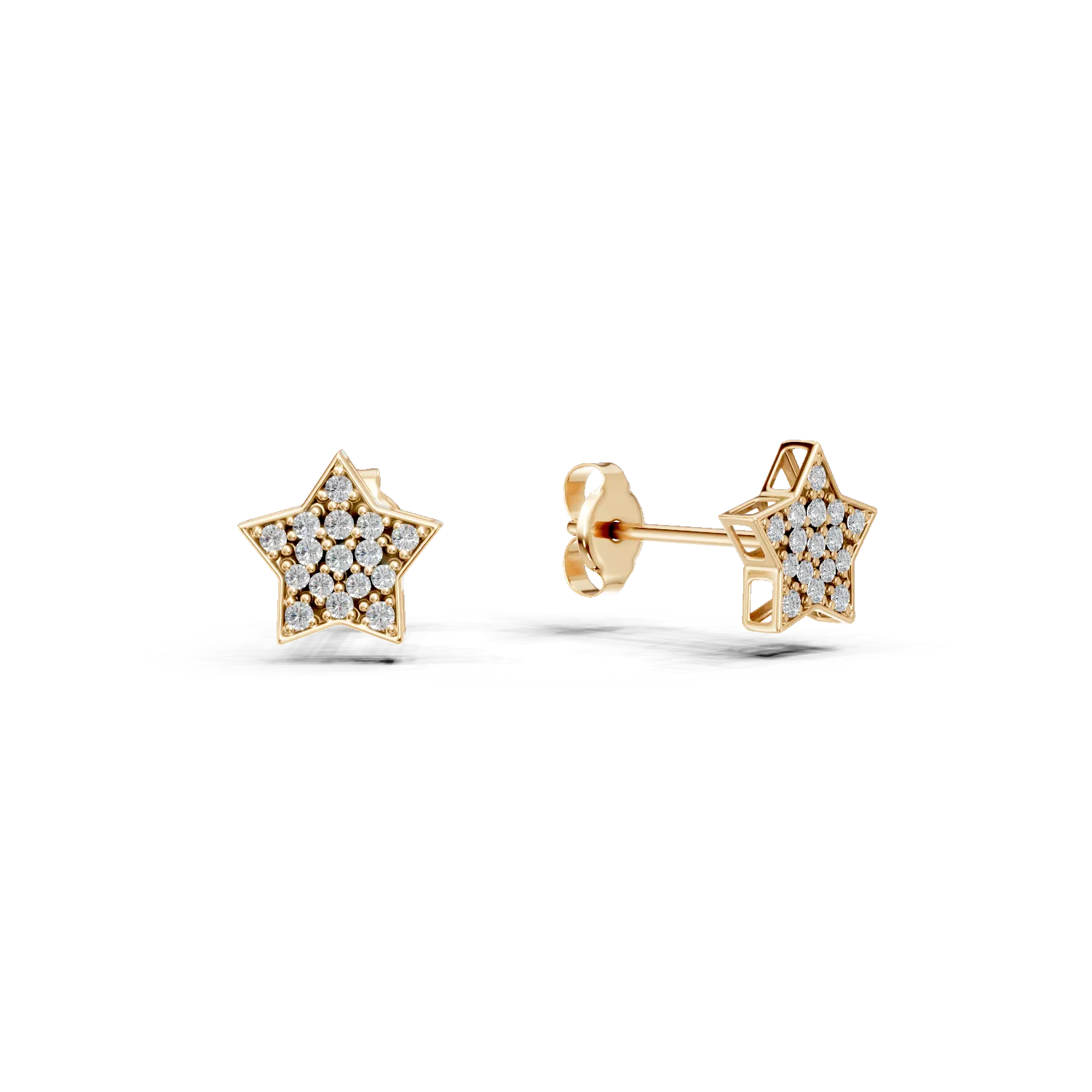 Yellow gold star earrings with 0.1ct diamonds