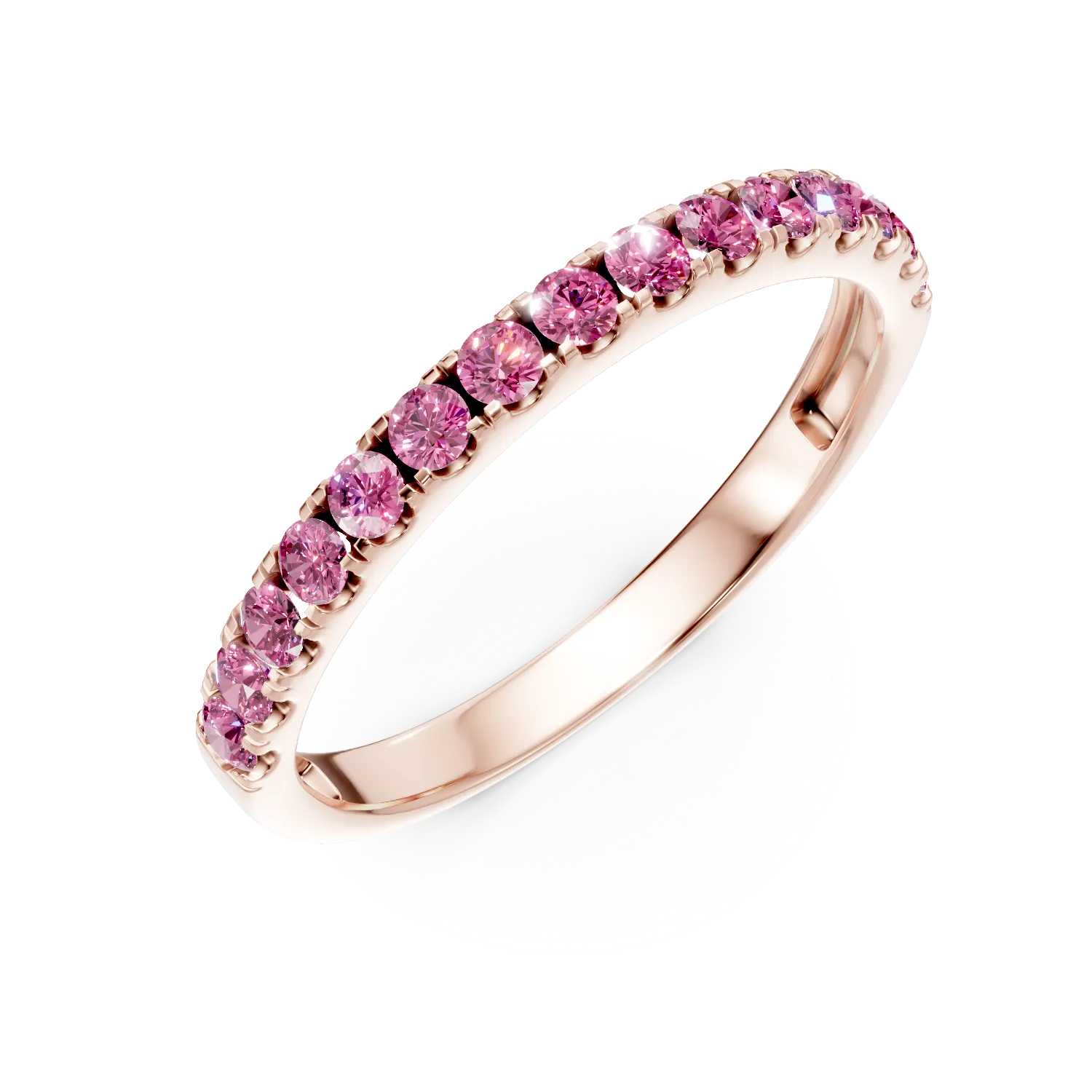 Rose gold half-eternity ring with 0.5ct rubies