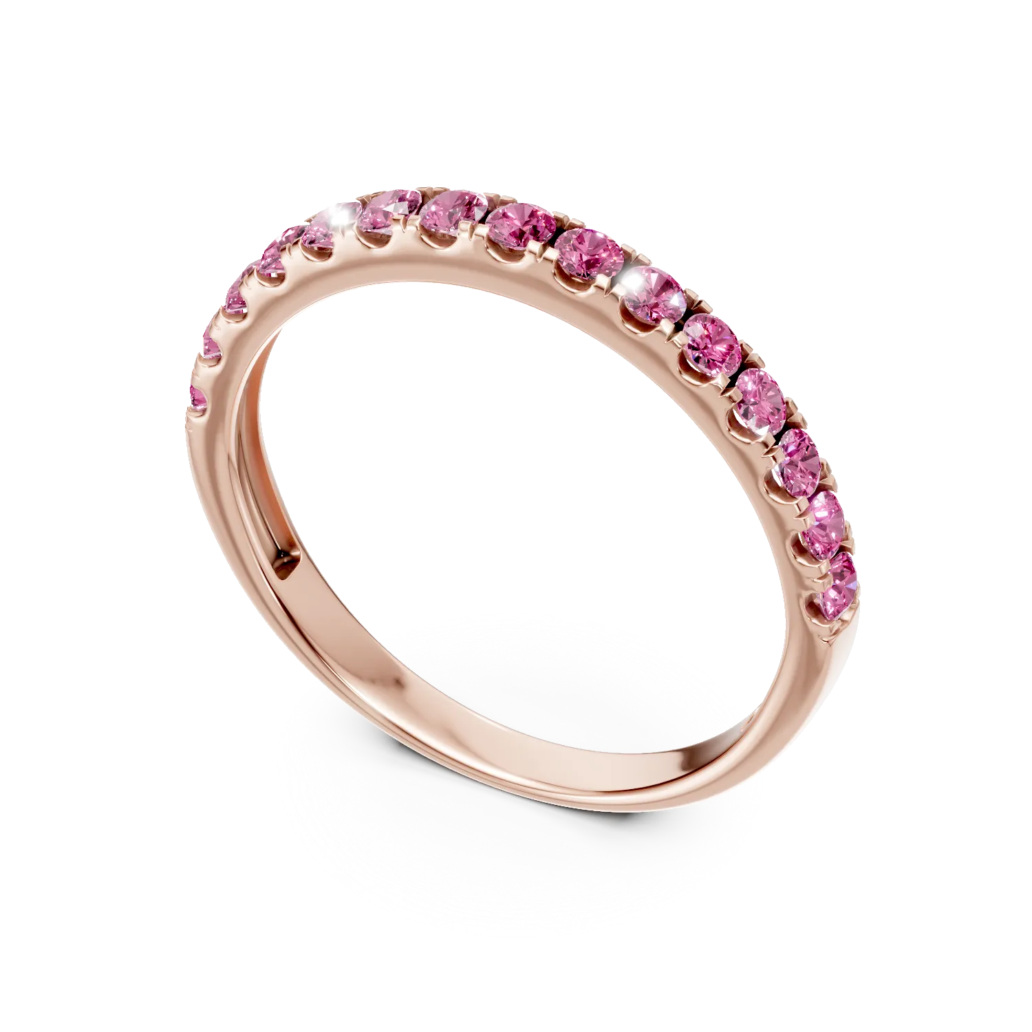 Rose gold half-eternity ring with 0.5ct rubies