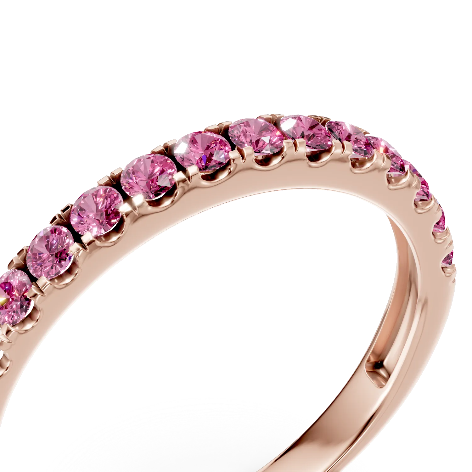 Rose gold half-eternity ring with 0.5ct rubies