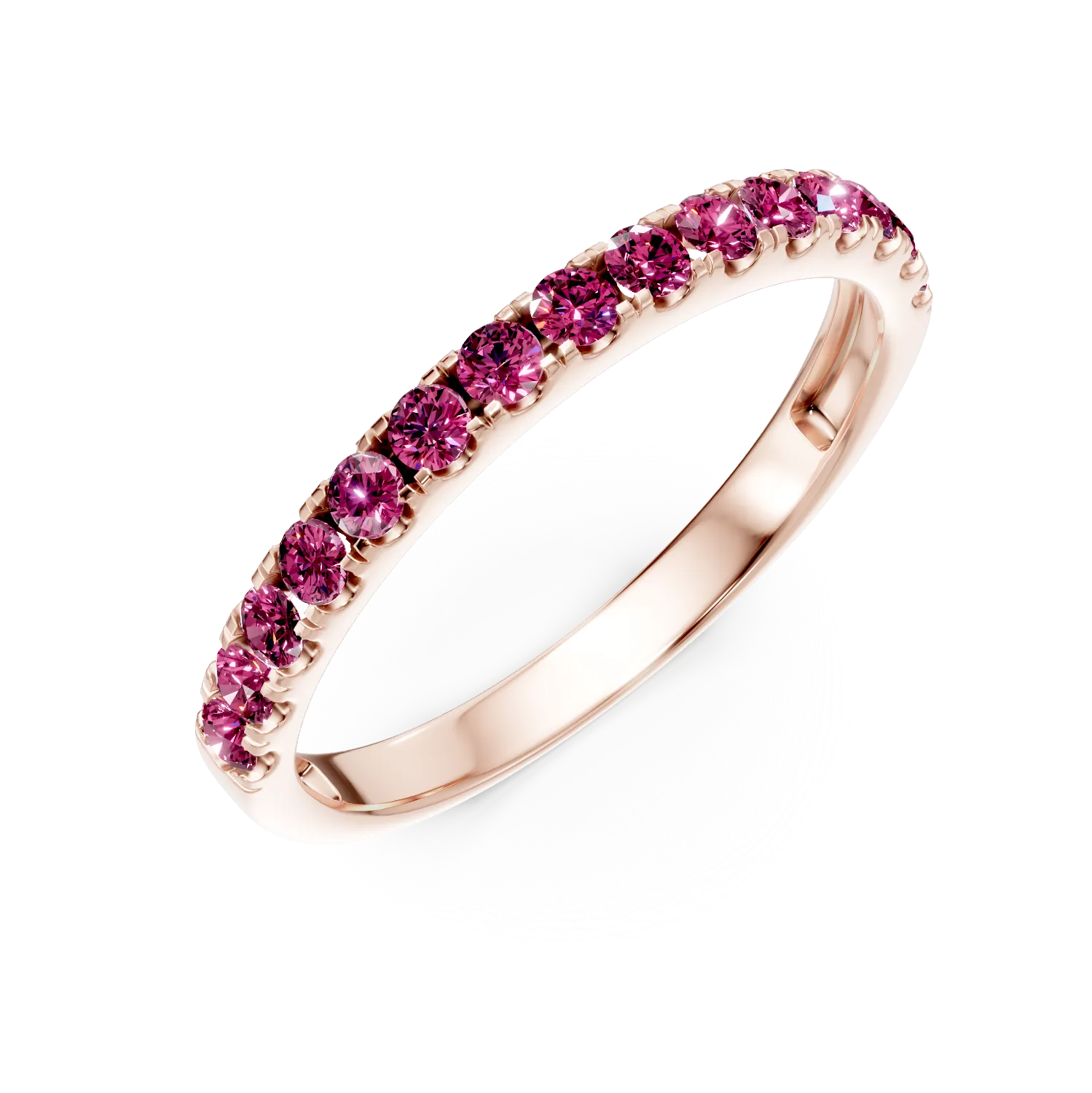 Rózsarany fél örökkévalóság gyűrű 0.5ct rubinnal