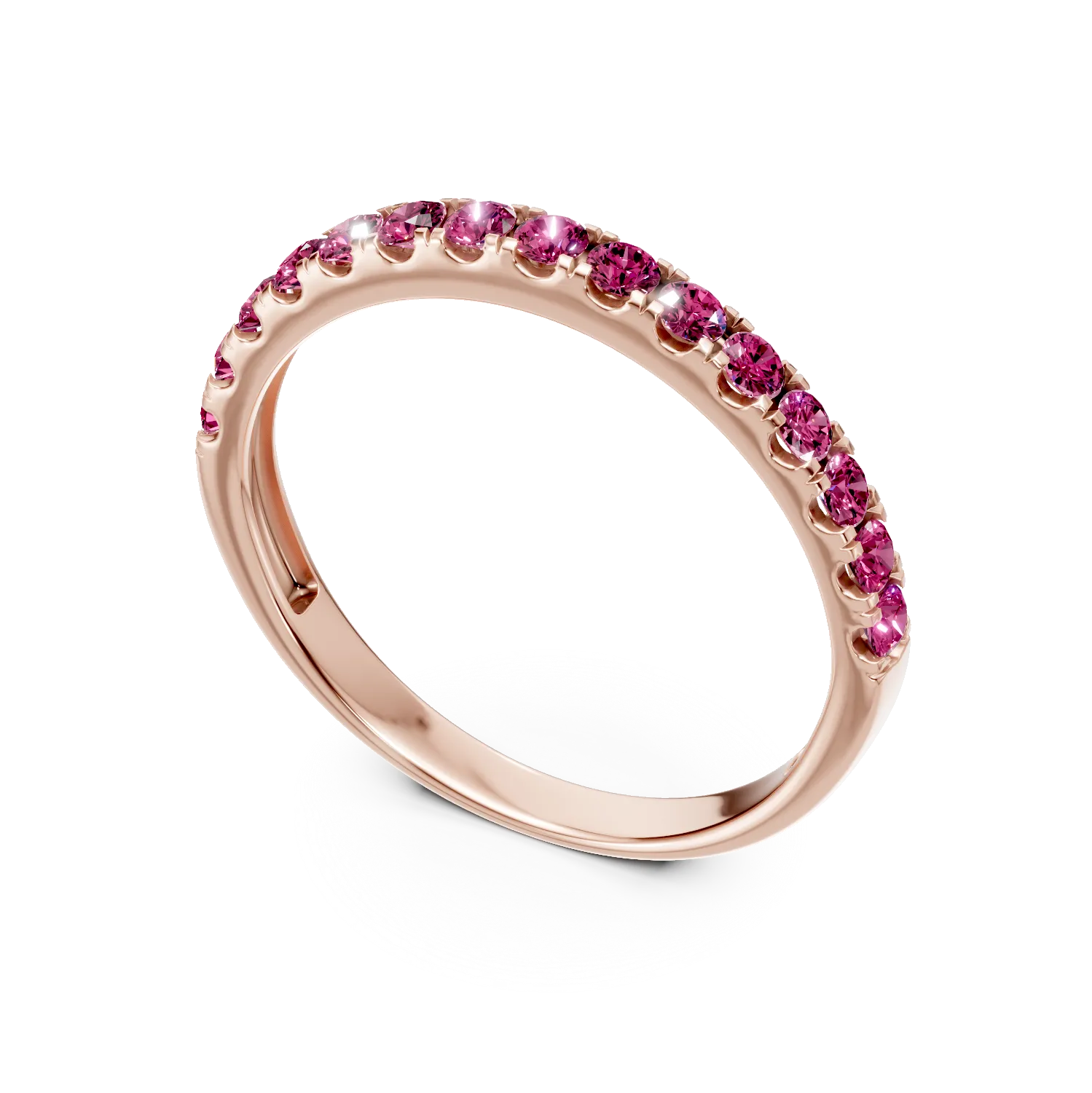 Rózsarany fél örökkévalóság gyűrű 0.5ct rubinnal