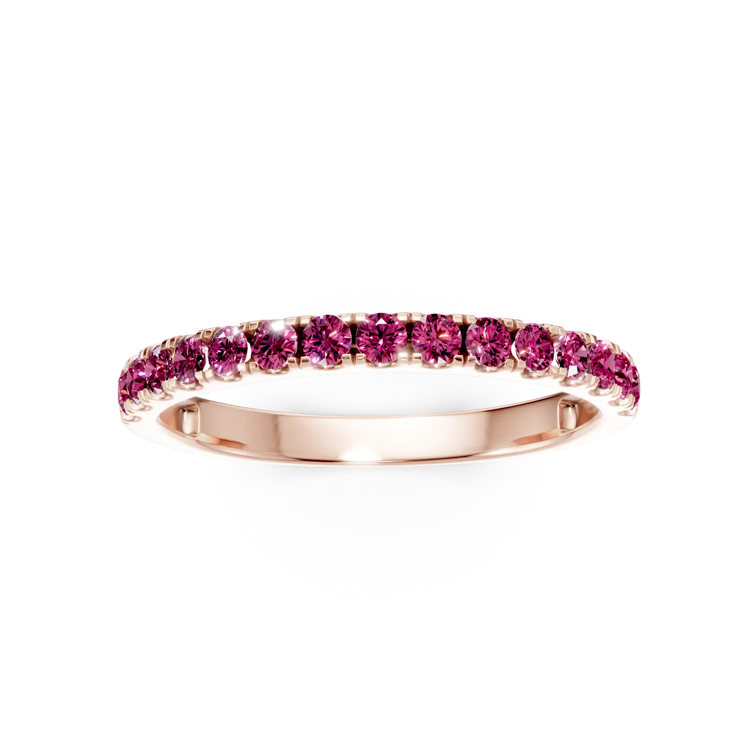 Rózsarany fél örökkévalóság gyűrű 0.5ct rubinnal