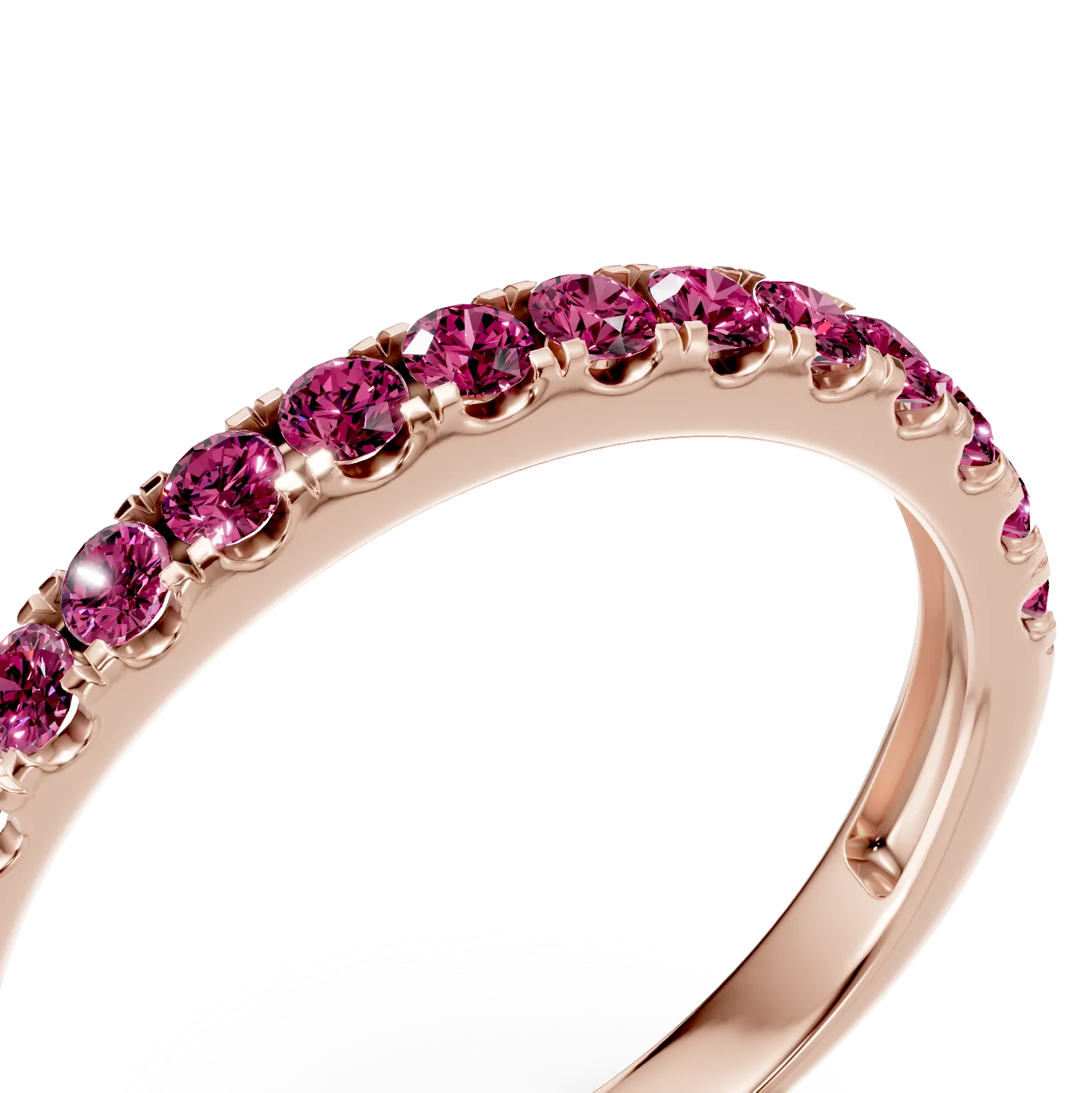 Rózsarany fél örökkévalóság gyűrű 0.5ct rubinnal