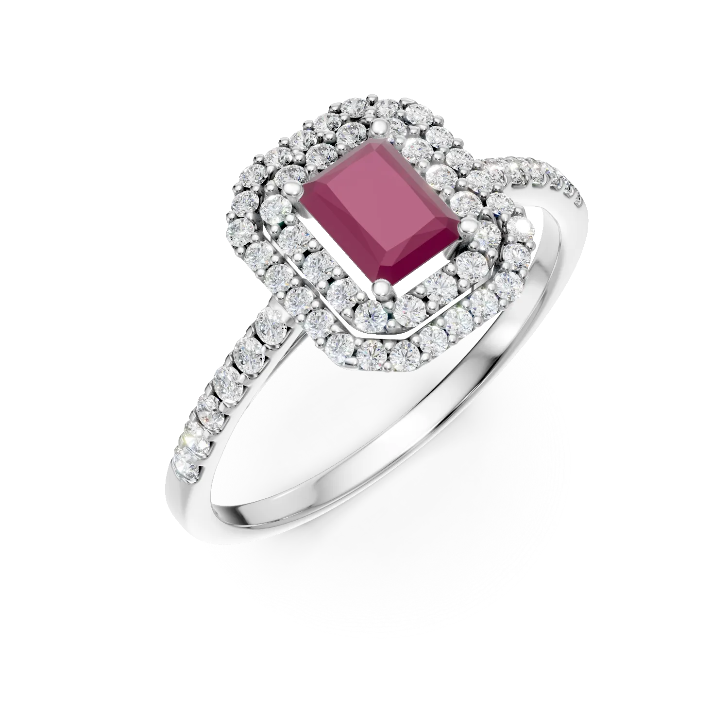 Inel din aur alb cu rubin de 0.7ct si diamante de 0.4ct-188207