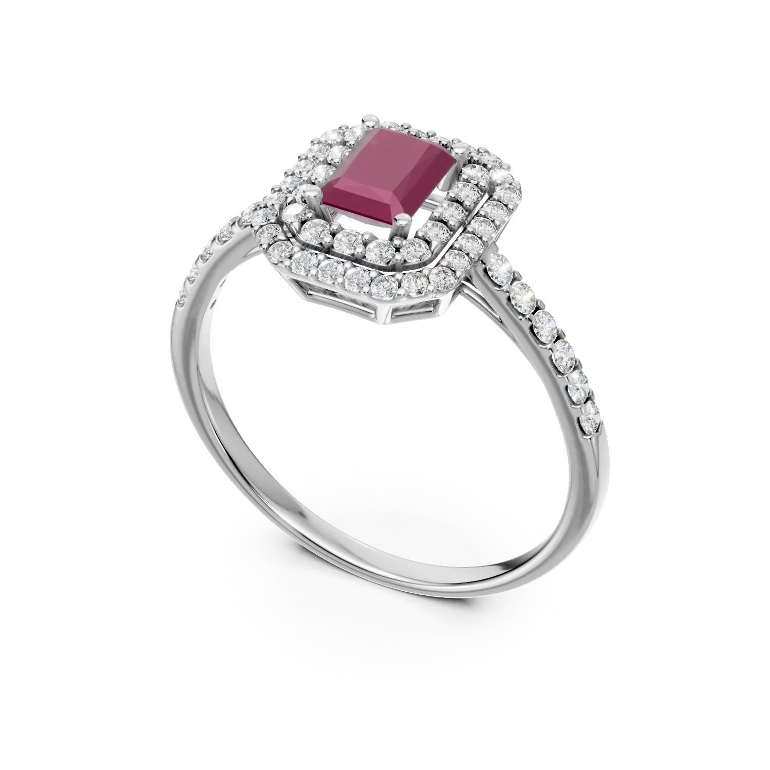 Fehérarany gyűrű 0.7ct rubinnal és 0.4ct gyémánttal