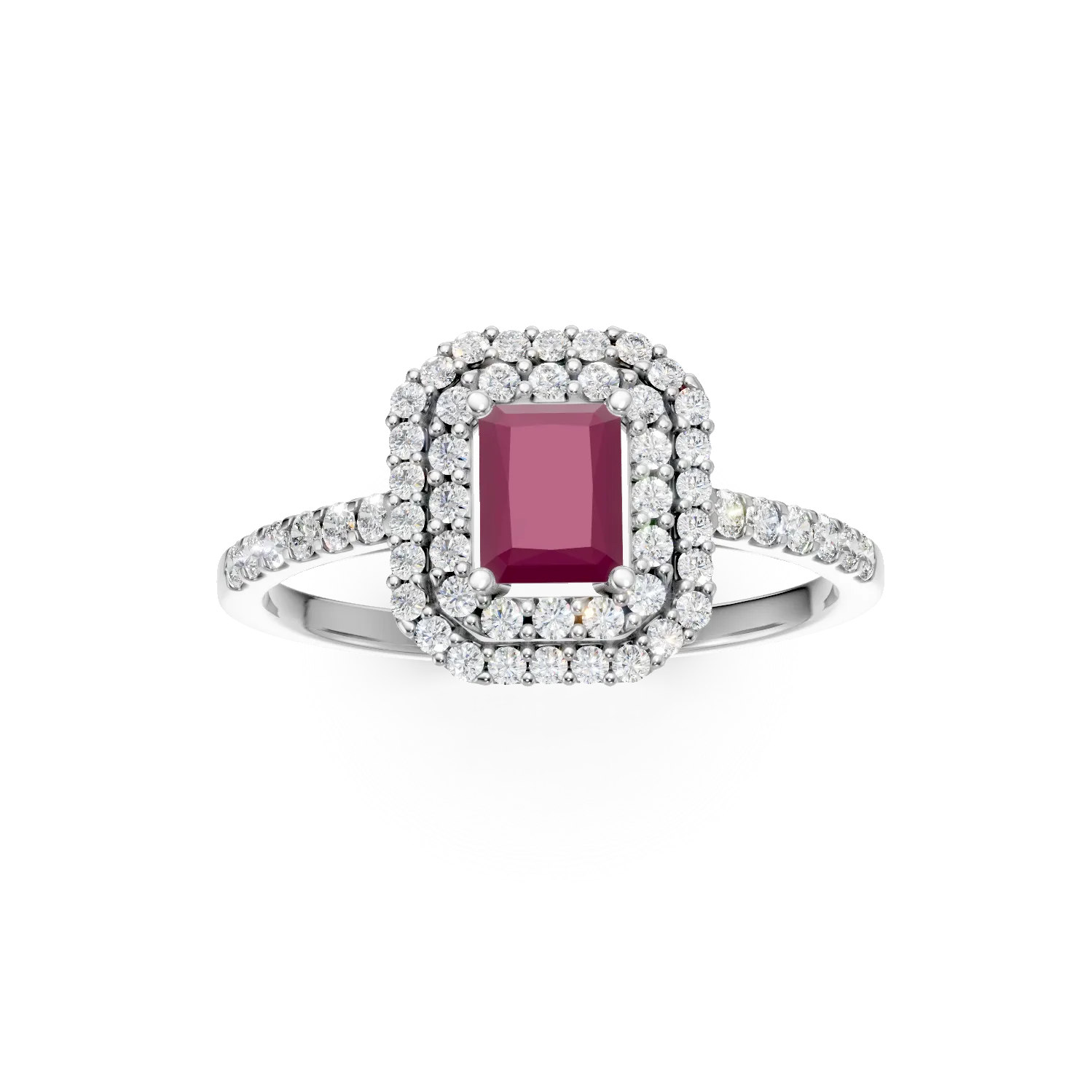 Fehérarany gyűrű 0.7ct rubinnal és 0.4ct gyémánttal