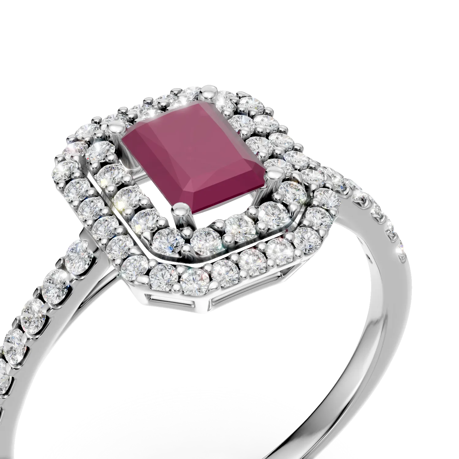 Fehérarany gyűrű 0.7ct rubinnal és 0.4ct gyémánttal