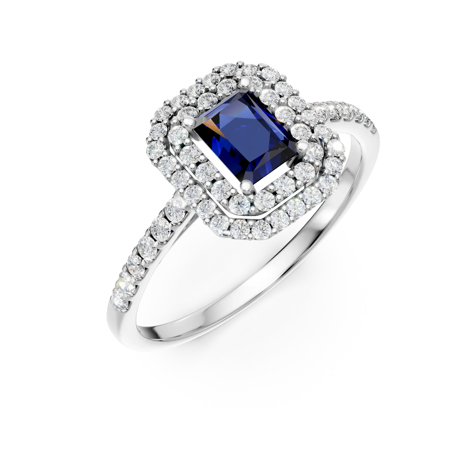 Inel din aur alb cu safir de 0.5ct si diamante de 0.4ct-188211