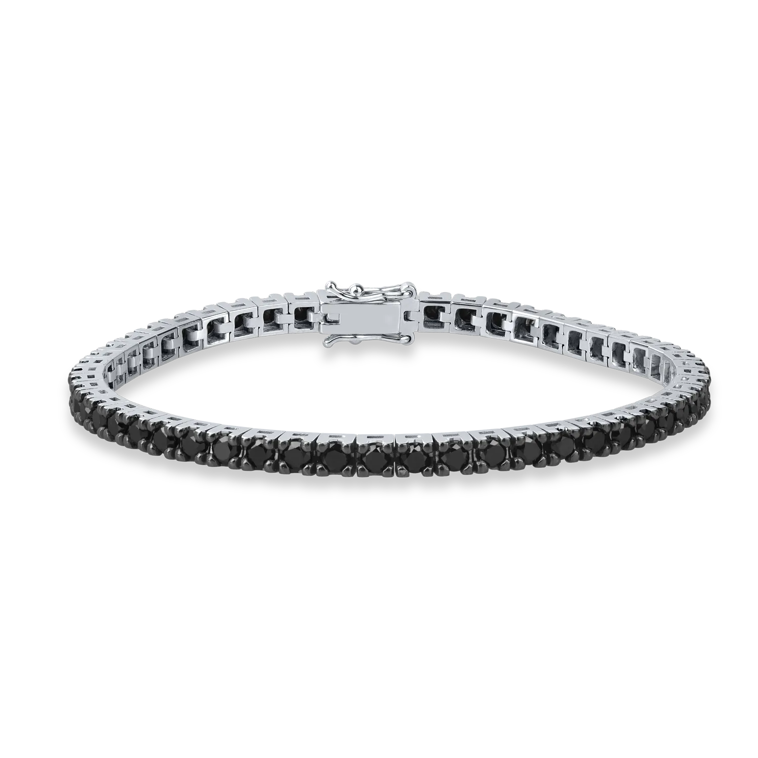 Bratara tennis din aur alb cu diamante negre de 4.1ct