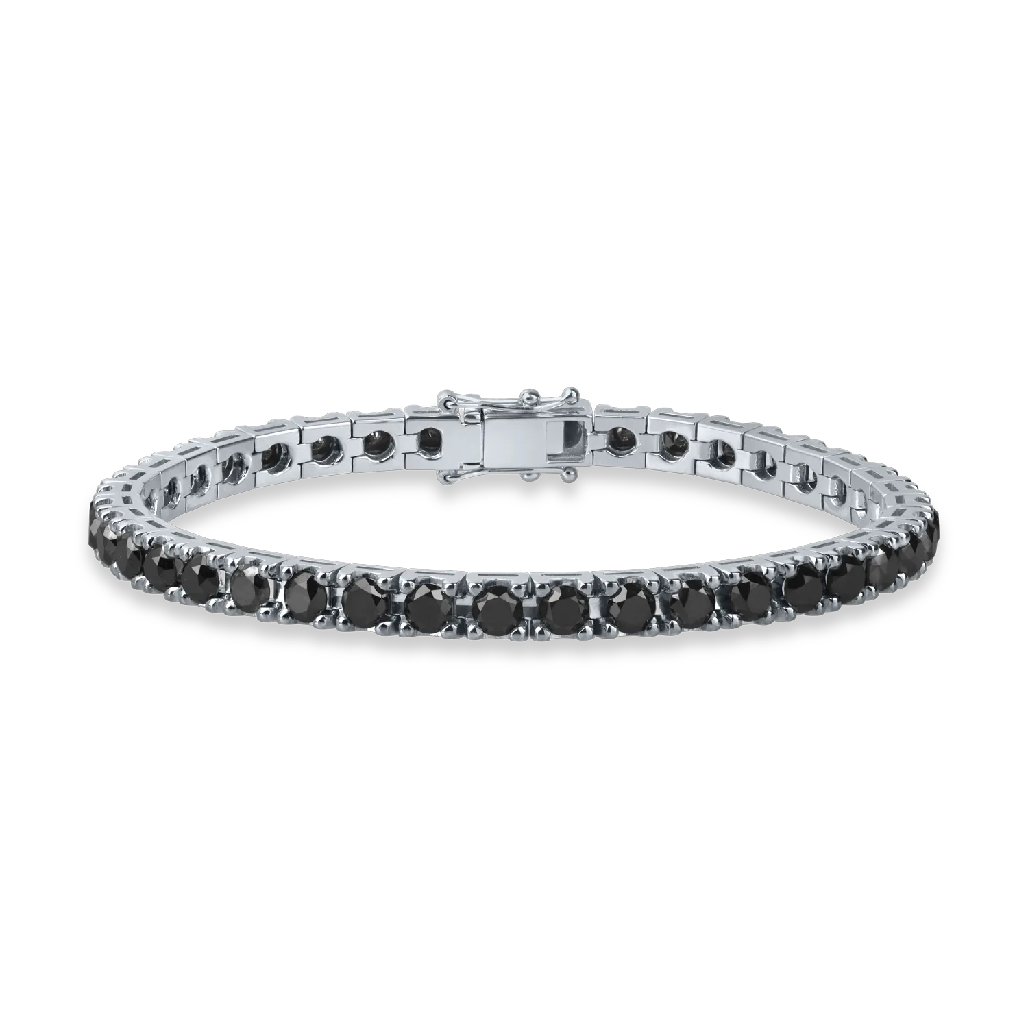 Bratara tennis din aur alb cu diamante negre de 9.8ct