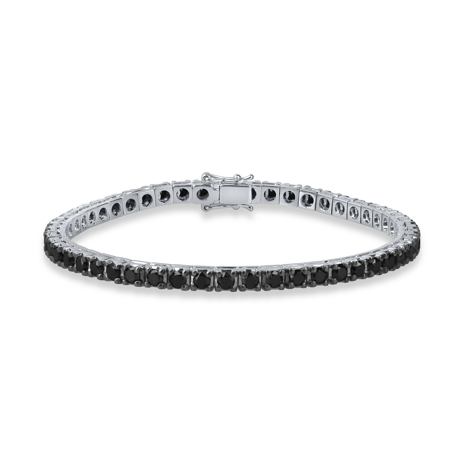 Bratara tennis din aur alb cu diamante negre de 4.8ct