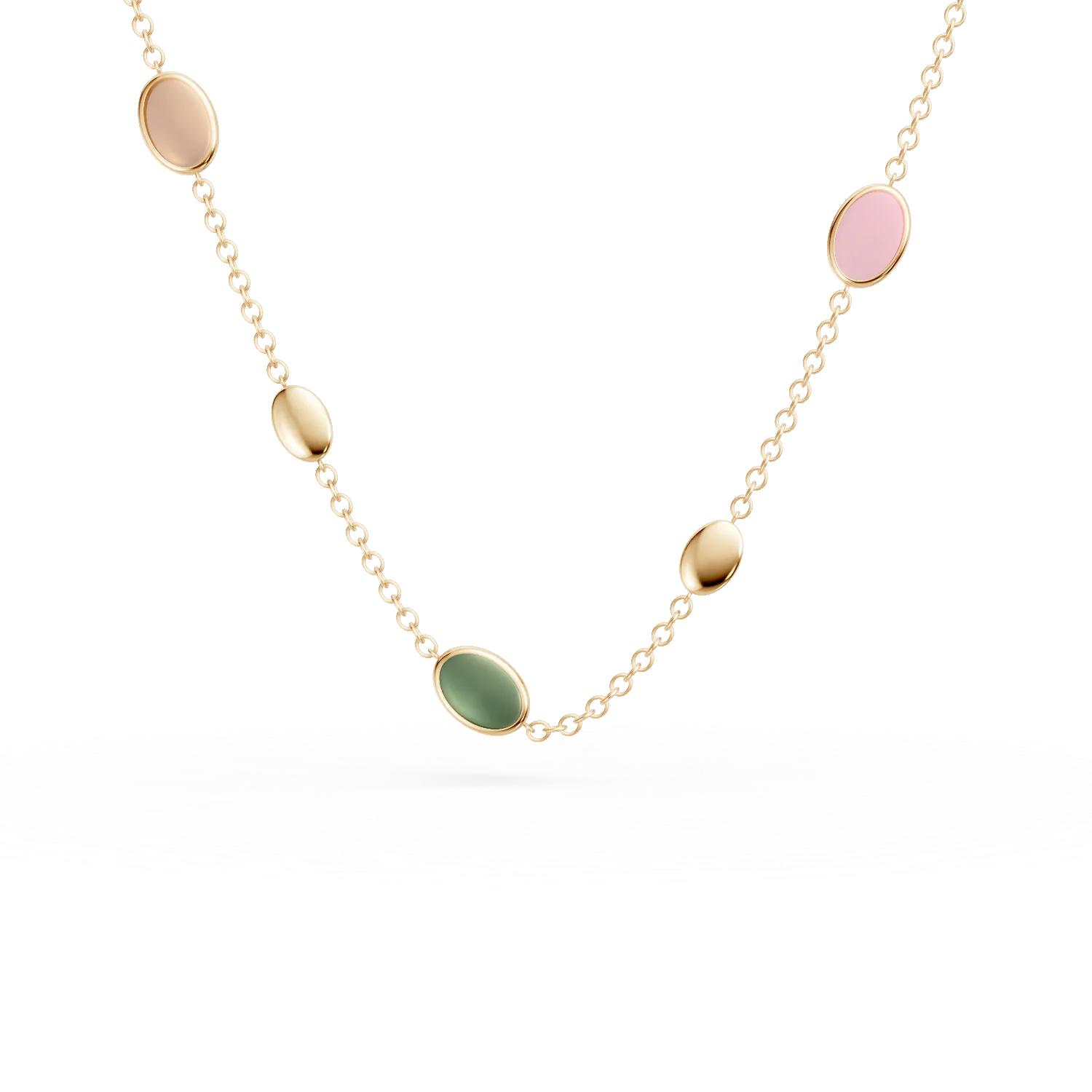 Yellow gold necklace with 1.7ct multicolor tourmalines