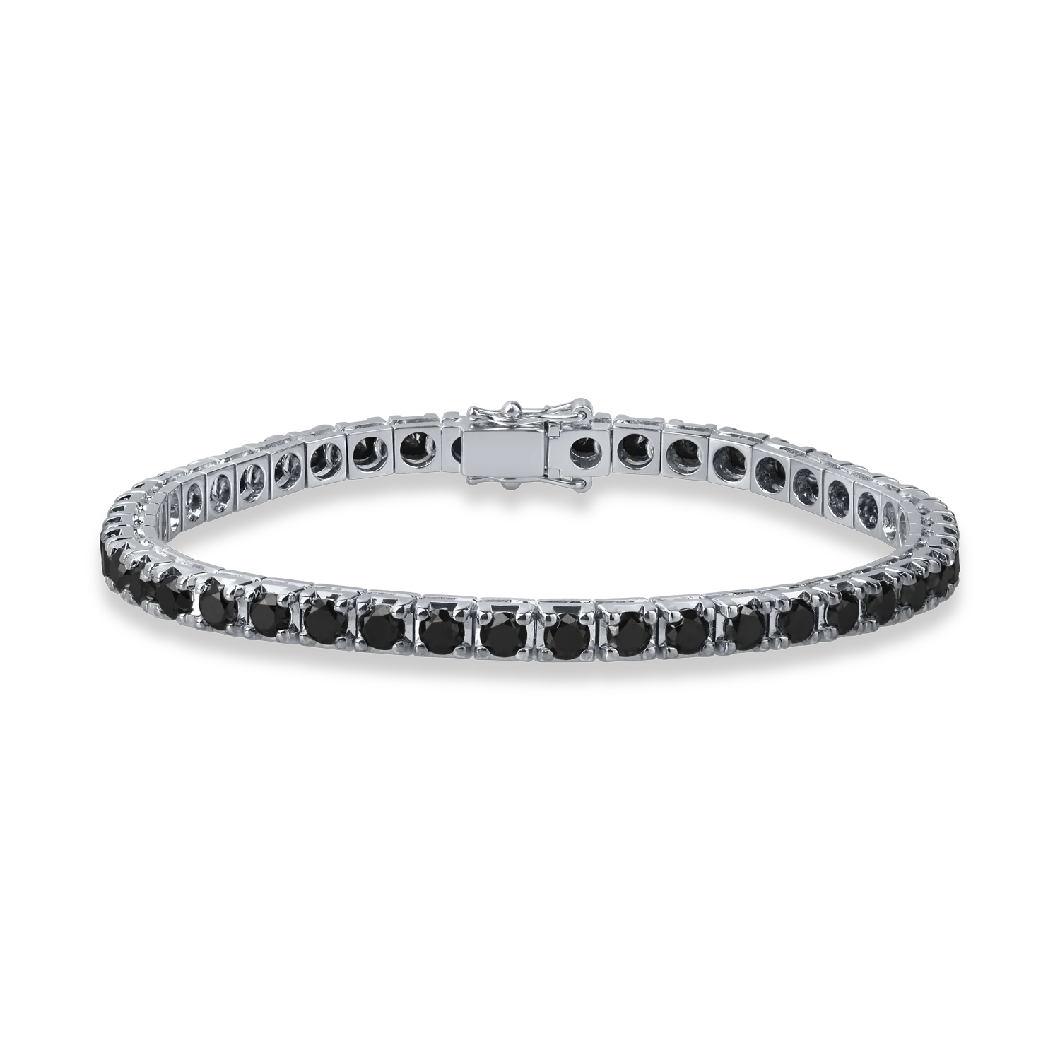 Bratara tennis din aur alb cu diamante negre de 7ct