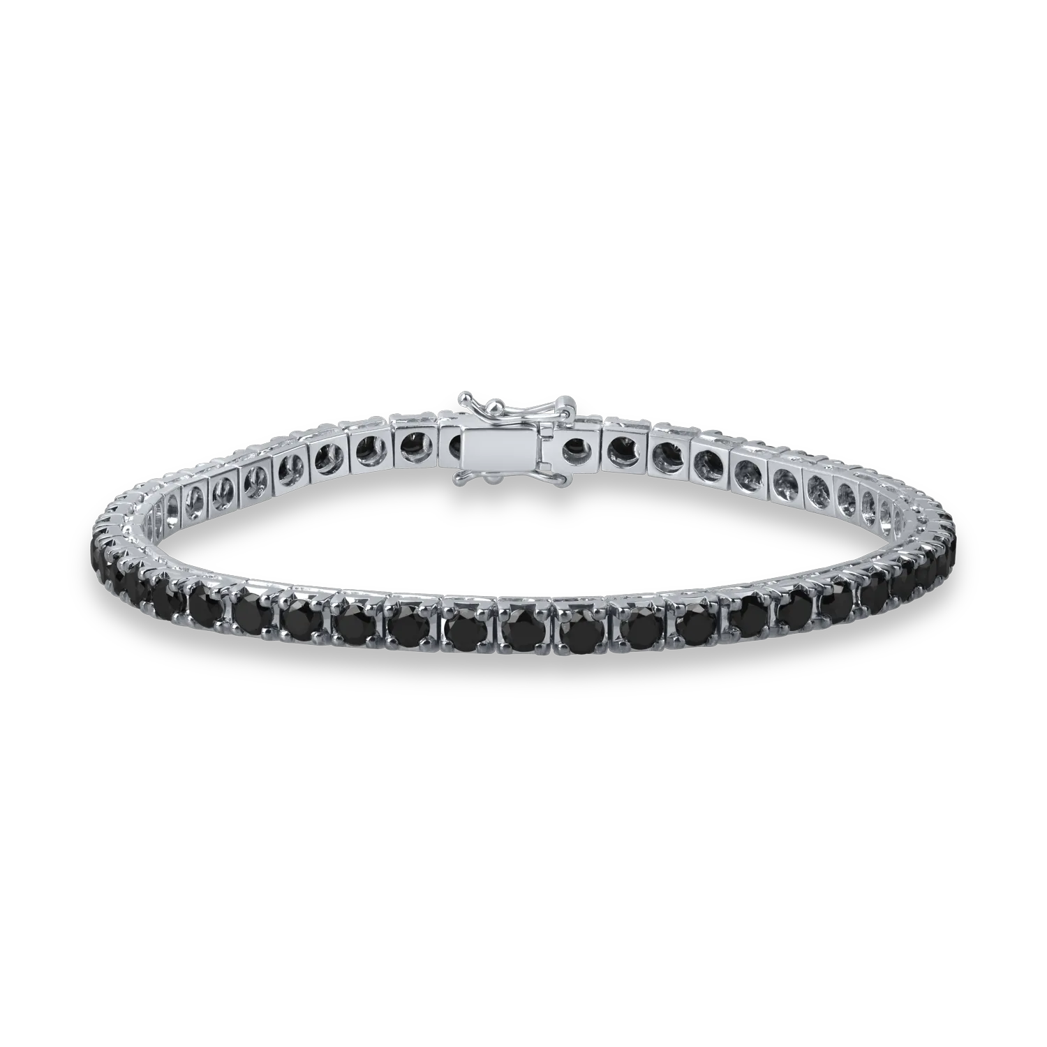 Bratara tennis din aur alb cu diamante negre de 5.6ct