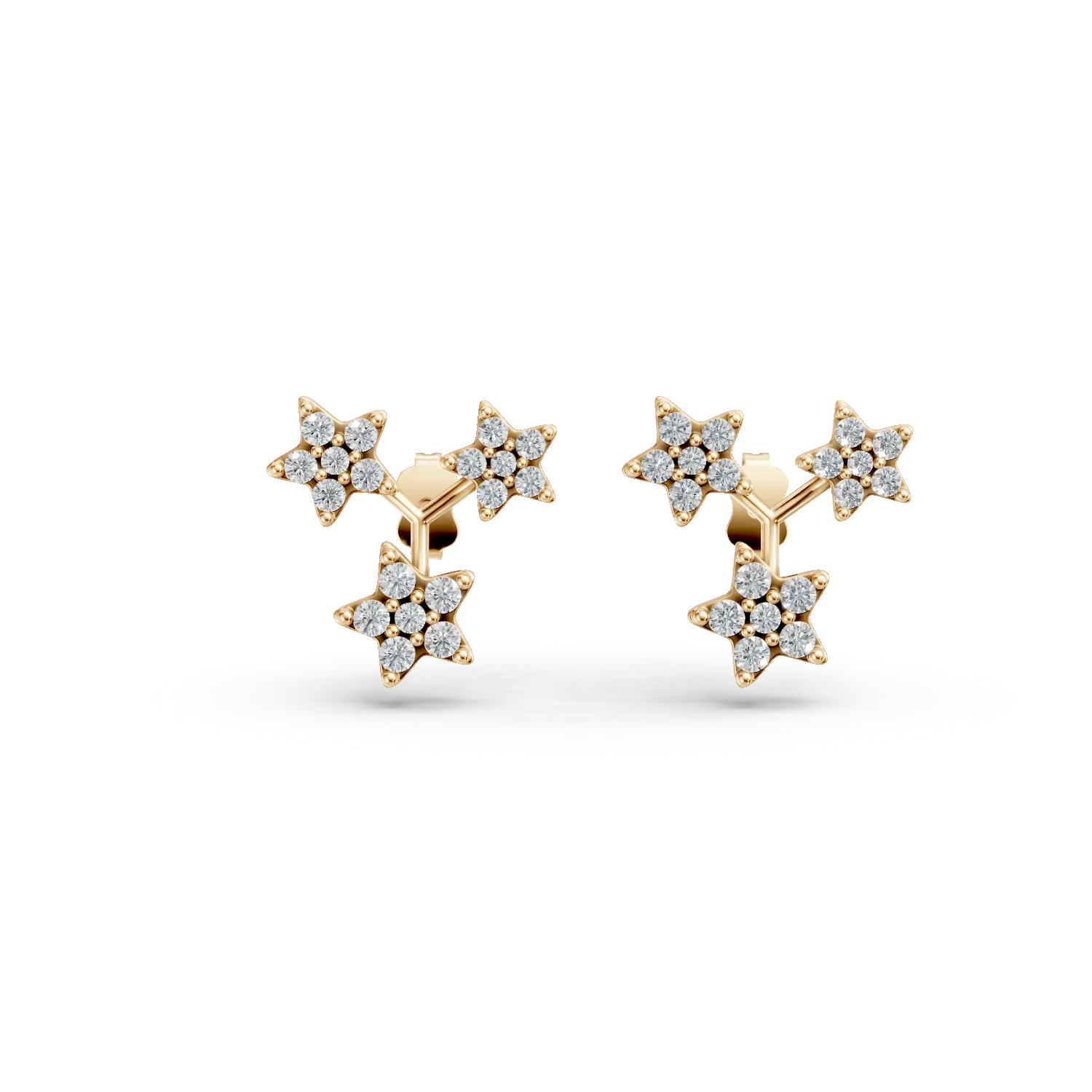 Yellow gold star earrings with zirconia