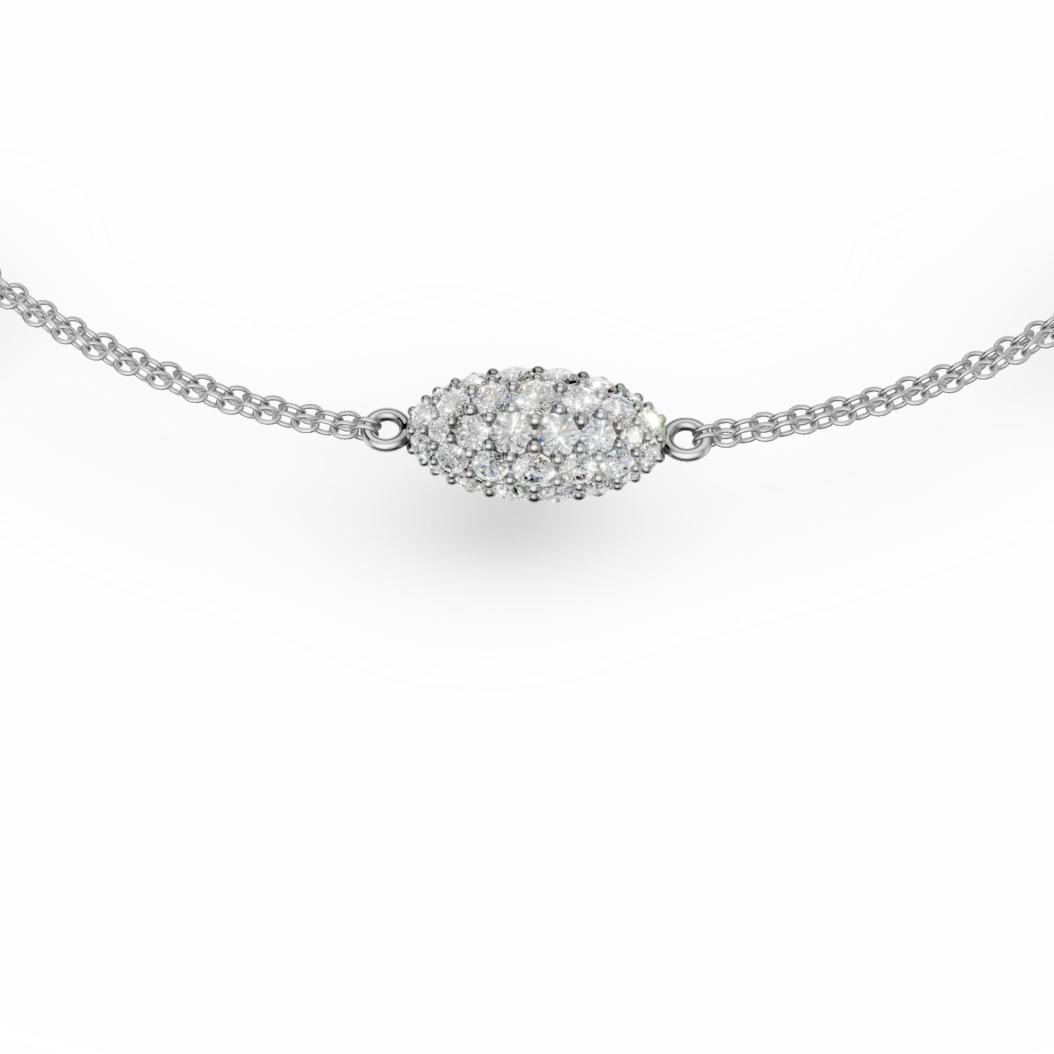 Bratara din aur alb cu zirconii si perle de cultura de 0.5ct