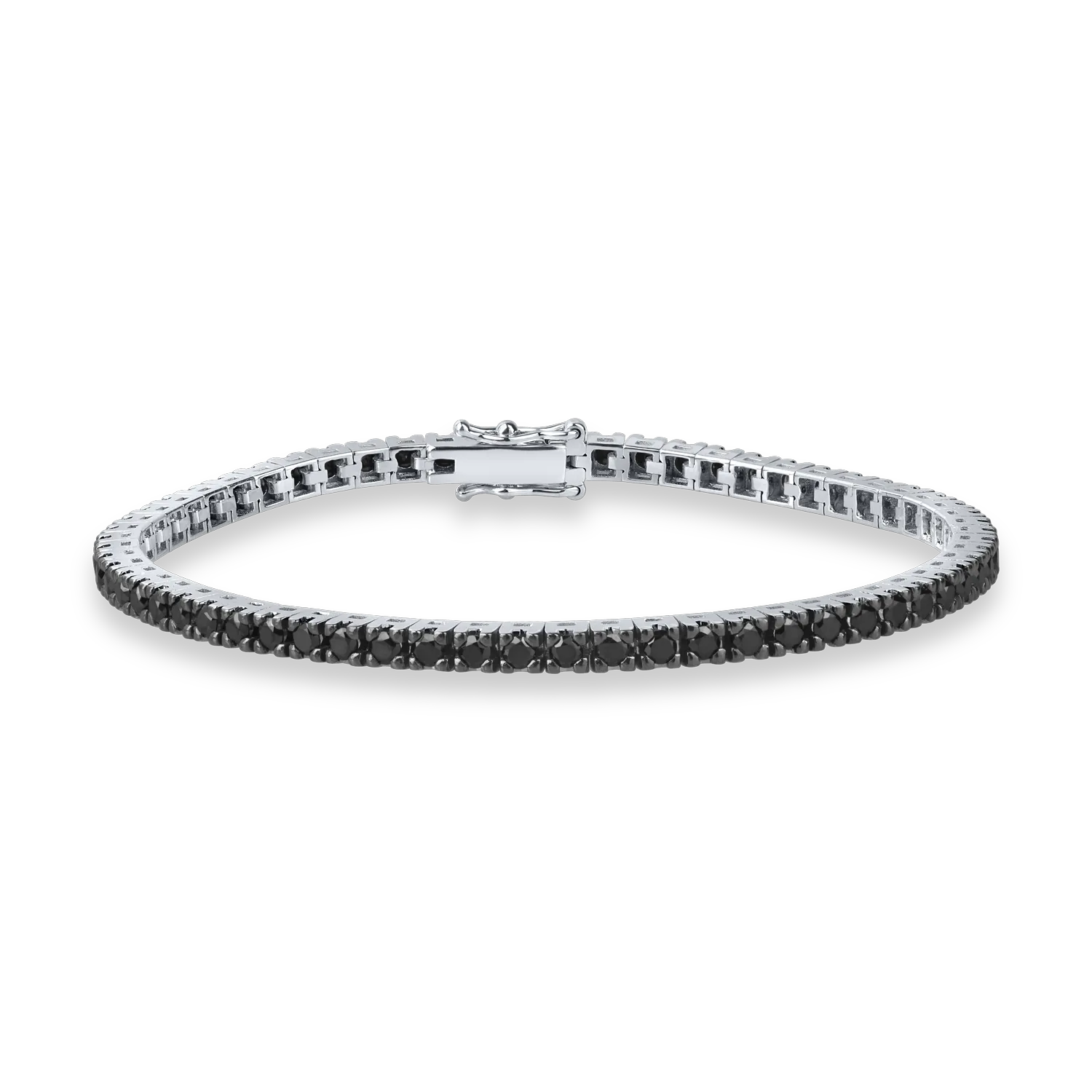 Fehérarany tenisz karkötő 2.9ct fekete gyémántokkal