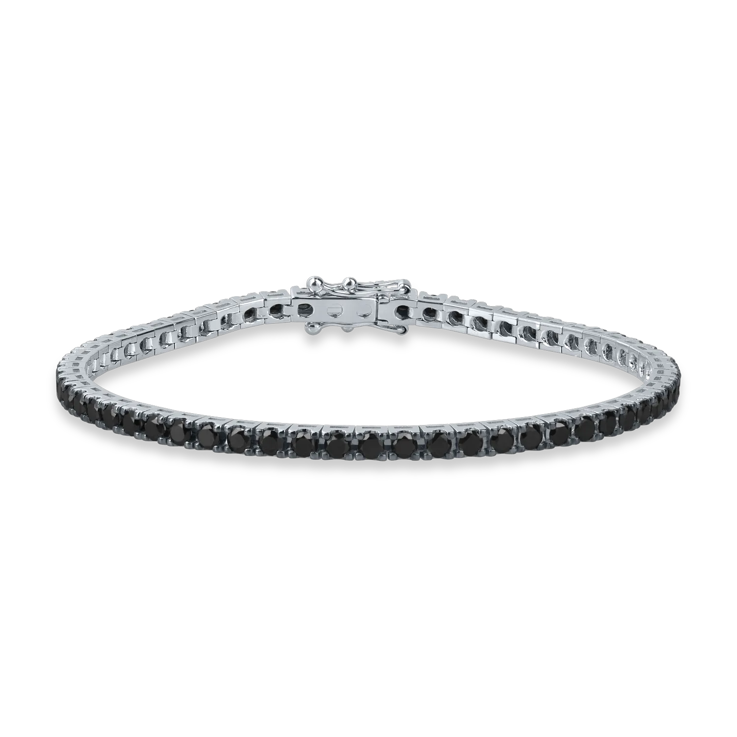 Bratara tennis din aur alb cu diamante negre de 3.2ct