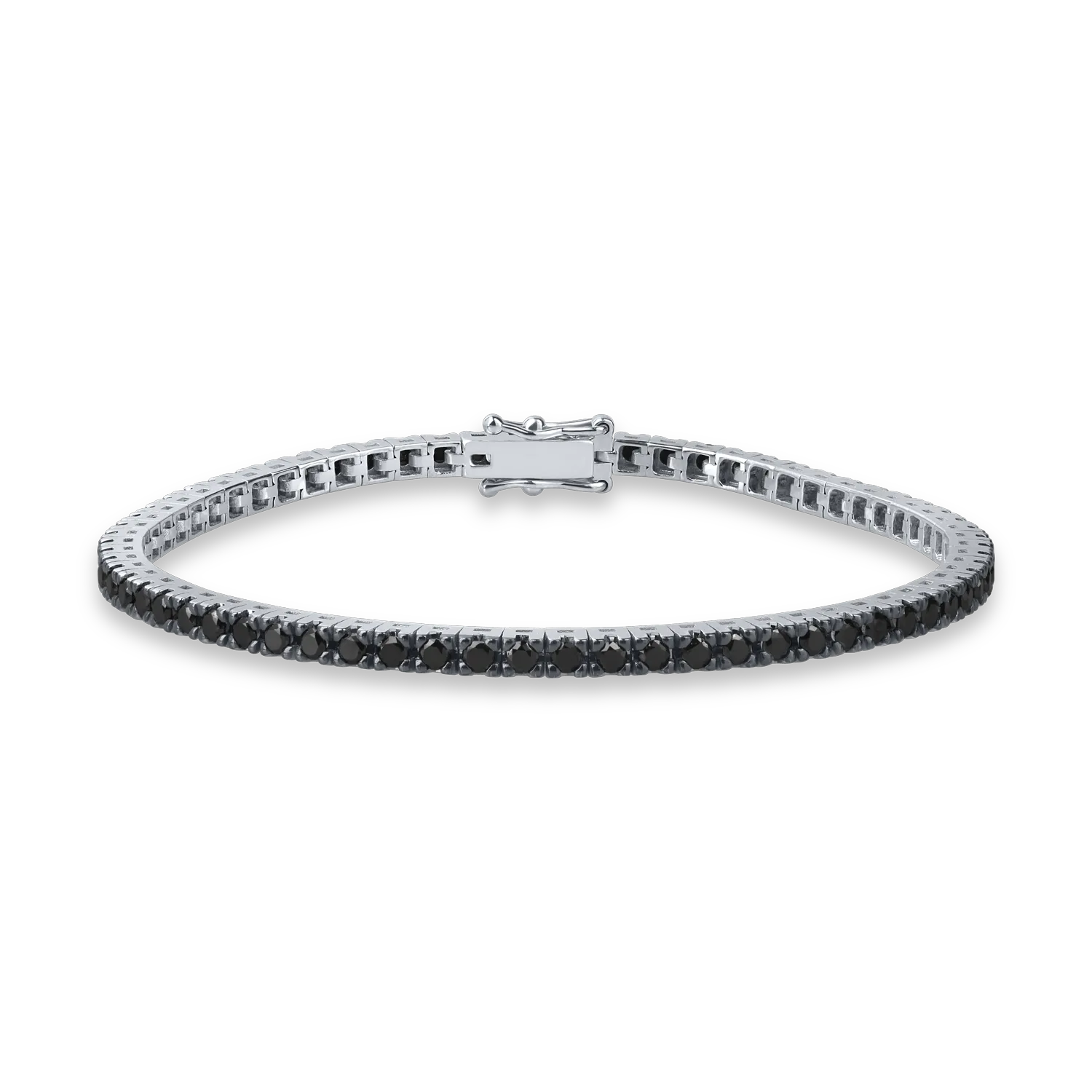 Fehérarany tenisz karkötő 2.4ct fekete gyémántokkal