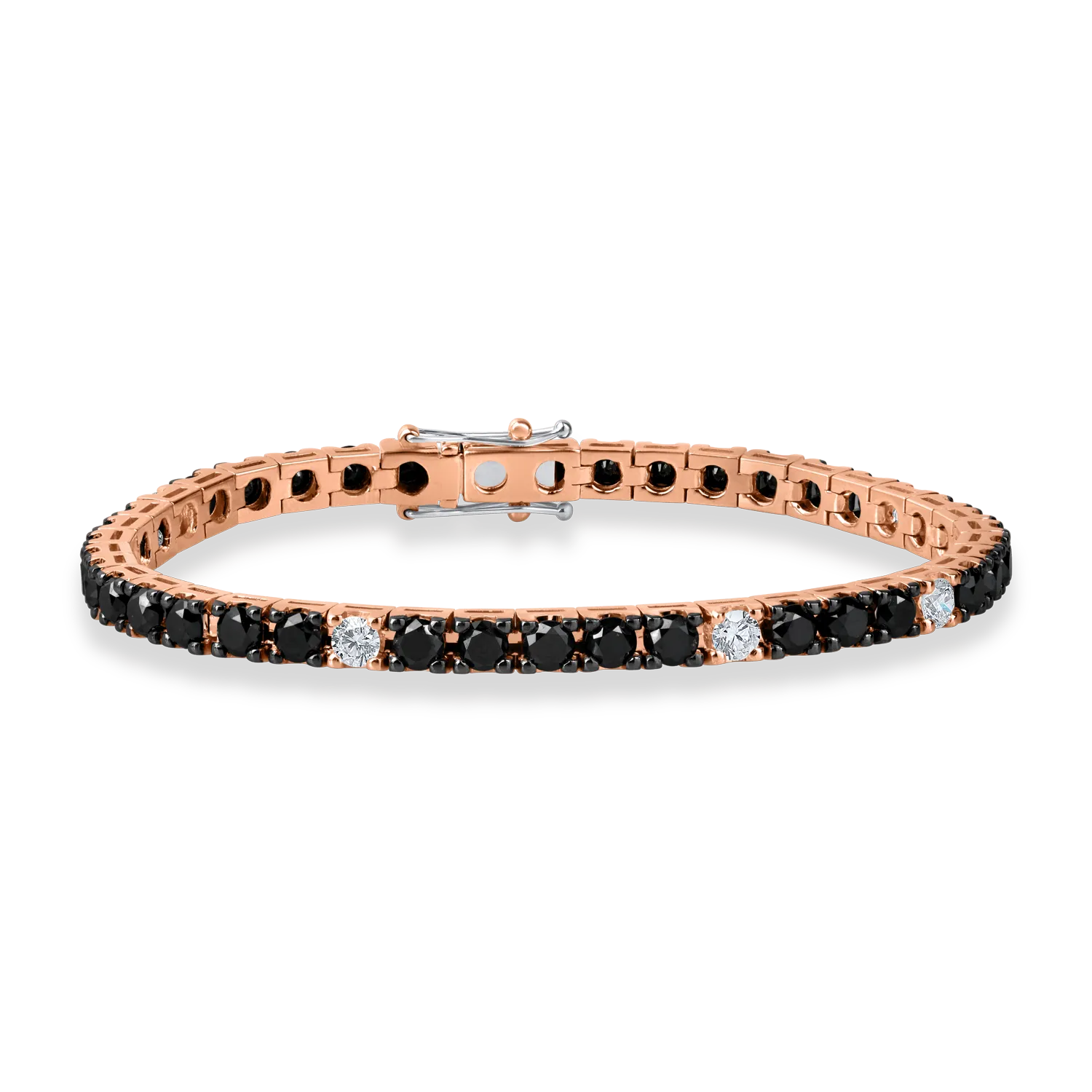 Bratara tennis din aur roz cu diamante de 8.6ct