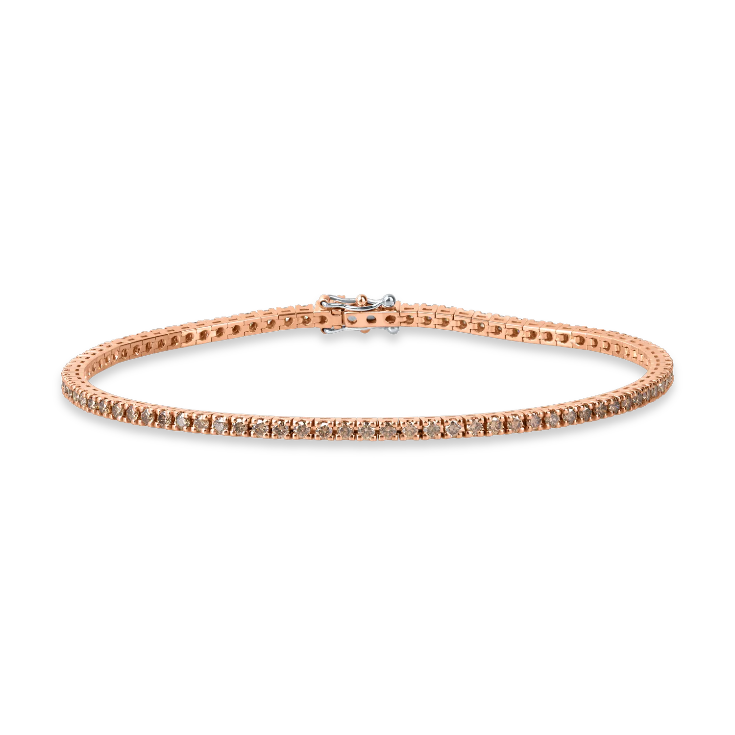 Teilor Bratara tennis din aur roz cu diamante maro de 2.6ct pentru barbati