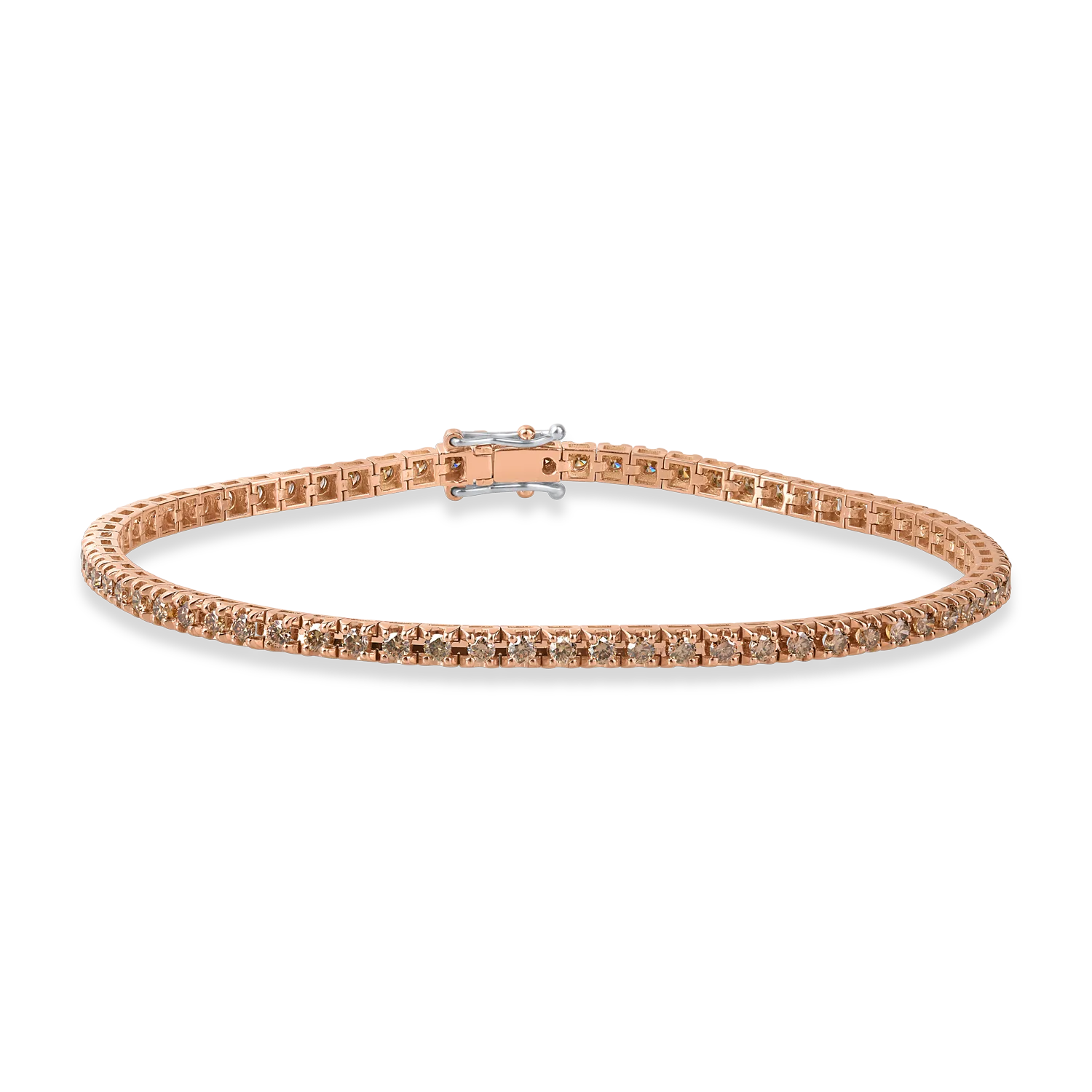 Teilor Bratara tennis din aur roz cu diamante maro de 2.4ct pentru barbati