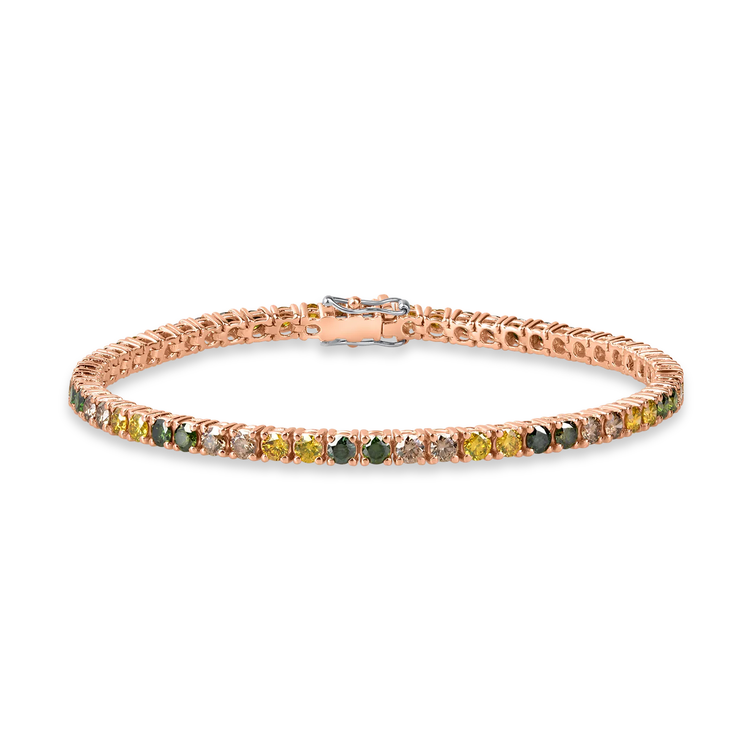 Bratara tennis din aur roz cu diamante multicolore de 4.2ct