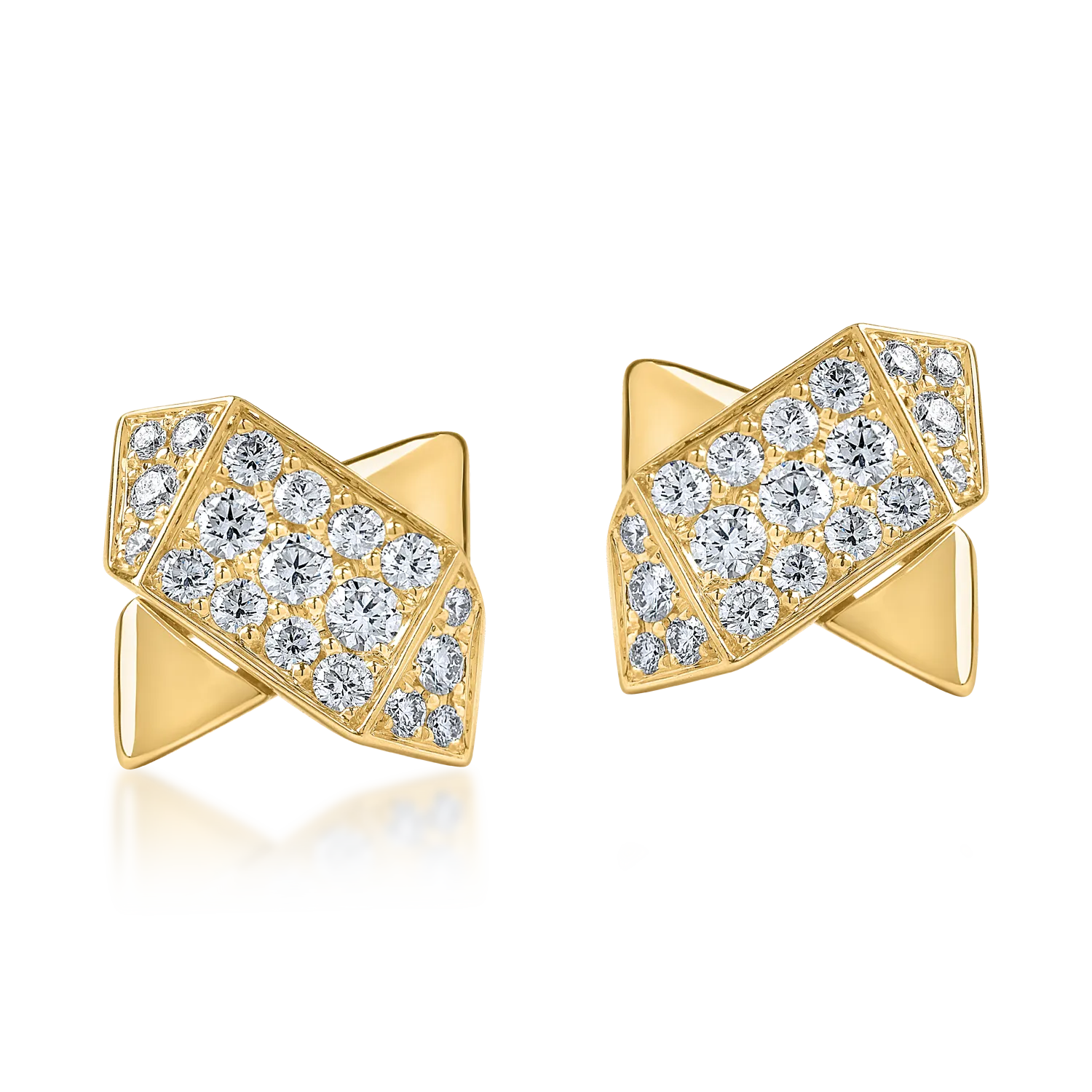 Cercei geometrici din aur galben cu diamante de 0.5ct - 1 | YEO