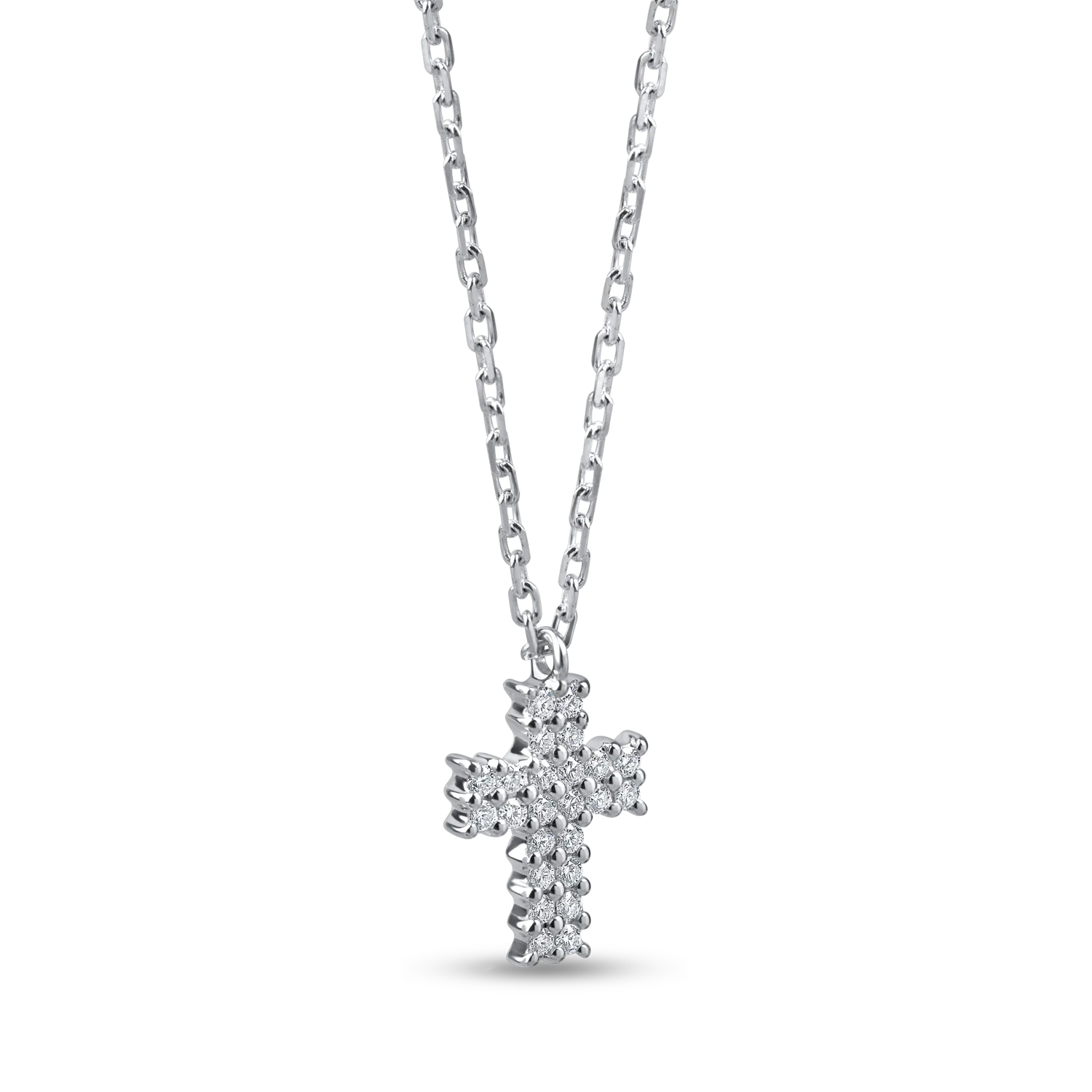 White gold cross pendant necklace with 0.2ct diamonds