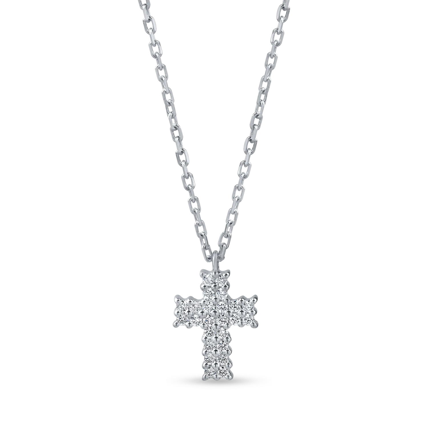Teilor Lant cu pandantiv cruciulita din aur alb cu diamante de 0.2ct