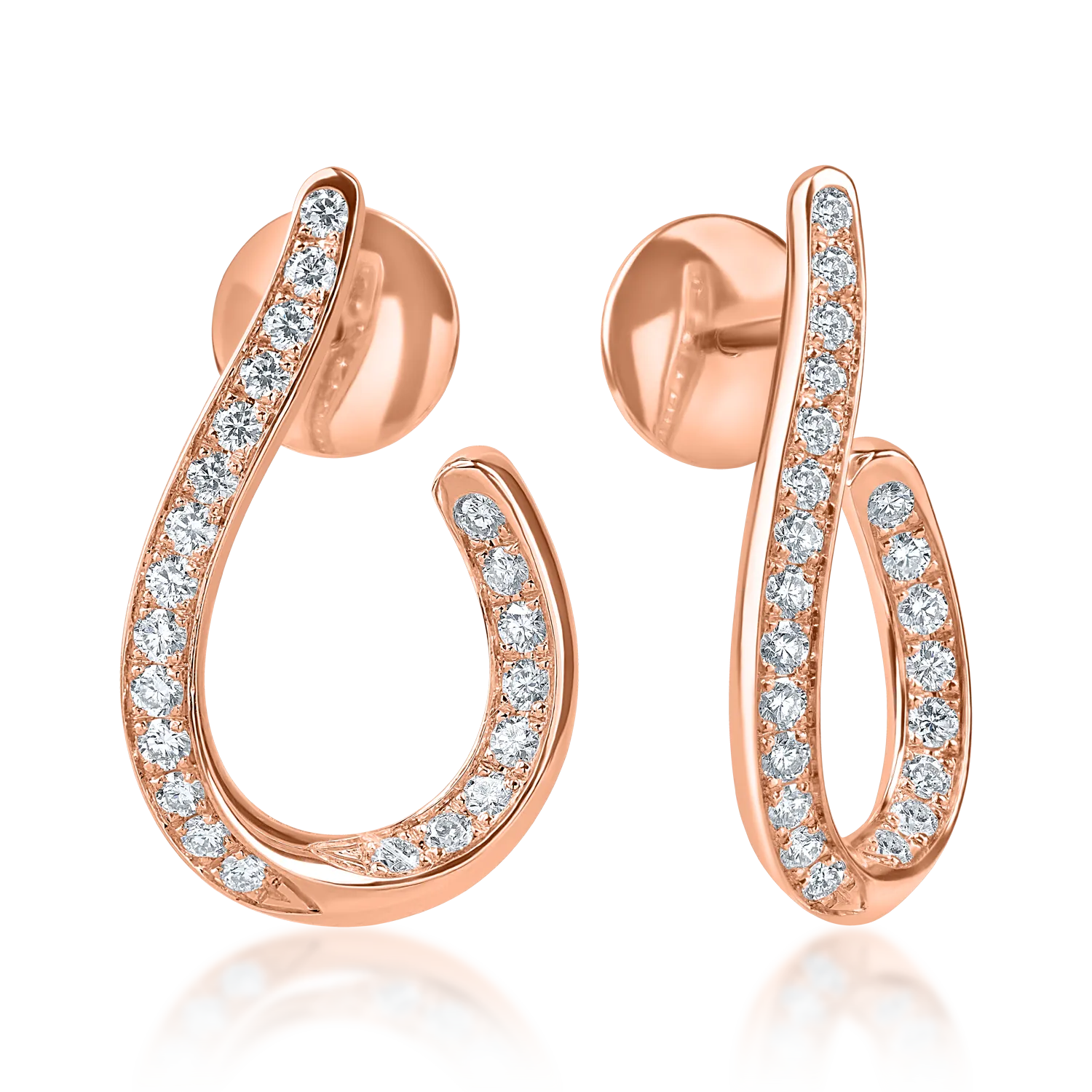 Cercei on-ear din aur roz cu diamante de 0.7ct