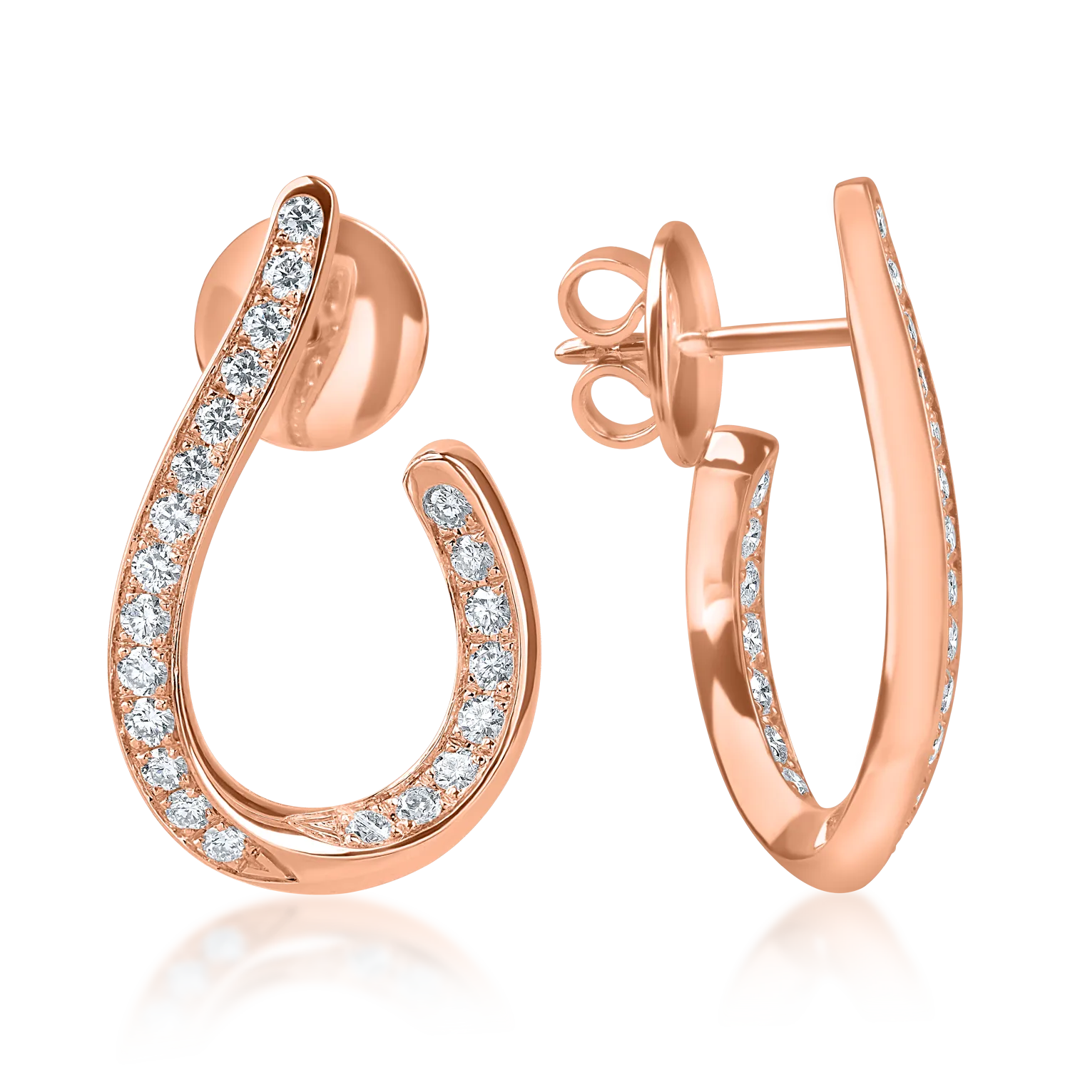 Rózsarany fülbevaló 0.7ct gyémánttal