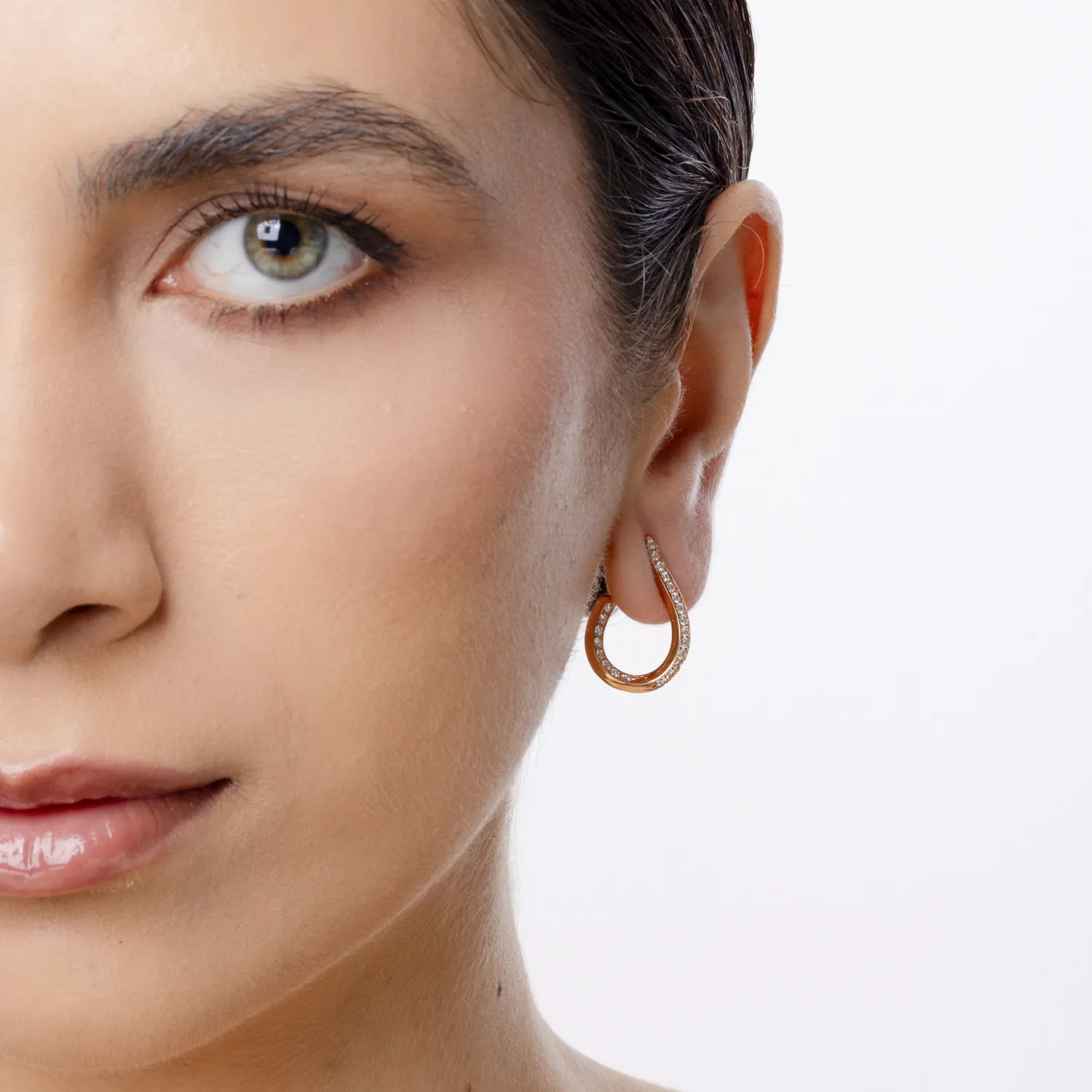 Rose gold on-ear earrings with 0.7ct diamonds