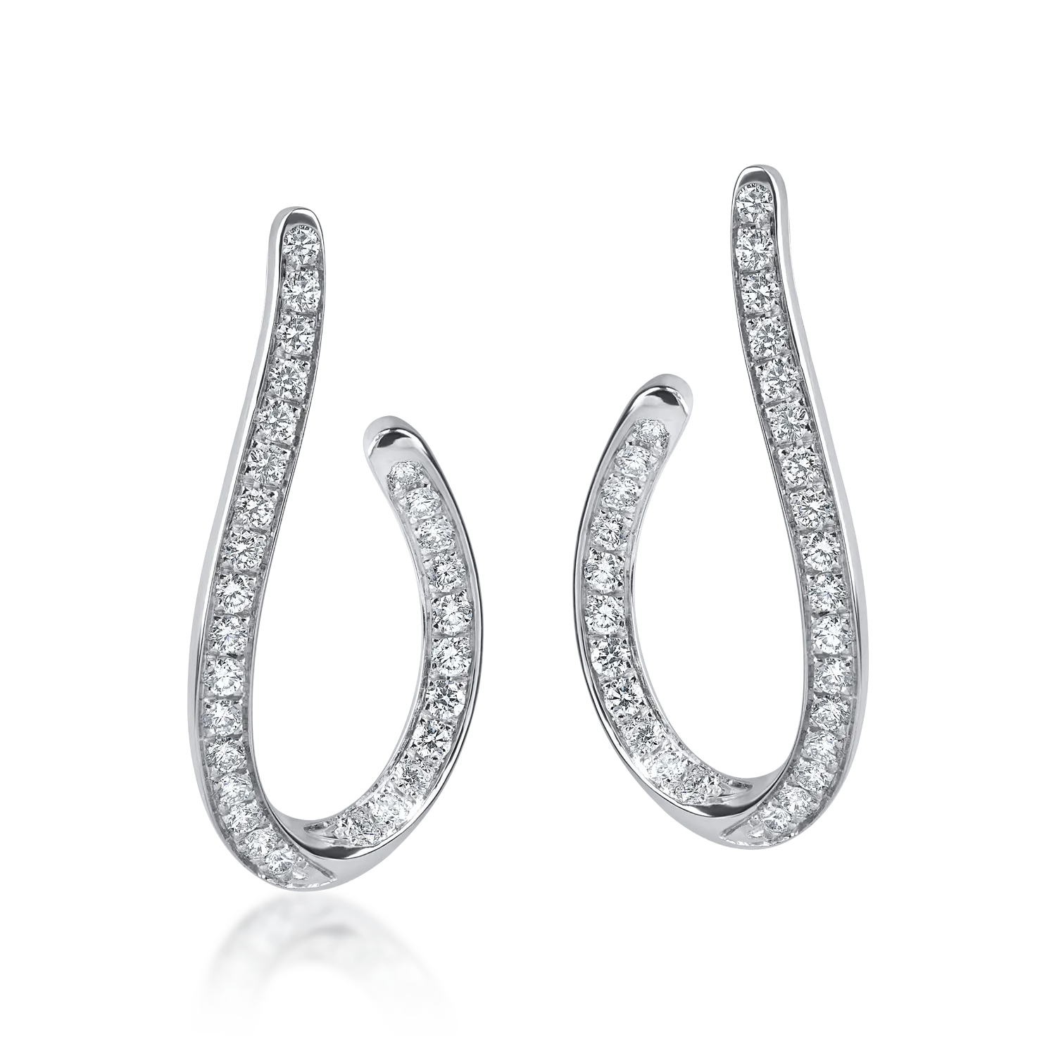 Cercei din aur alb cu diamante microsetting de 0.9ct - Imagine 2