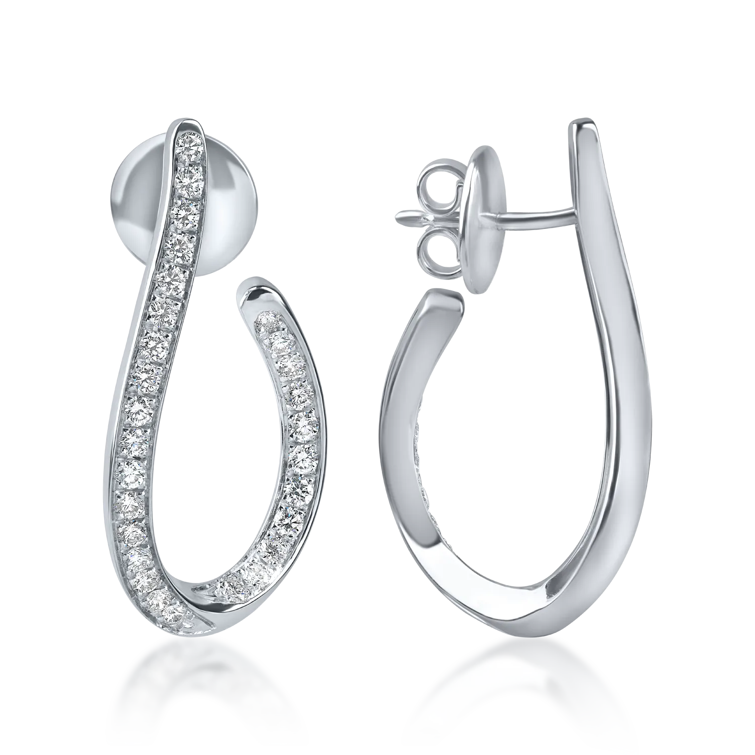 Cercei din aur alb cu diamante microsetting de 0.9ct - imagine 3