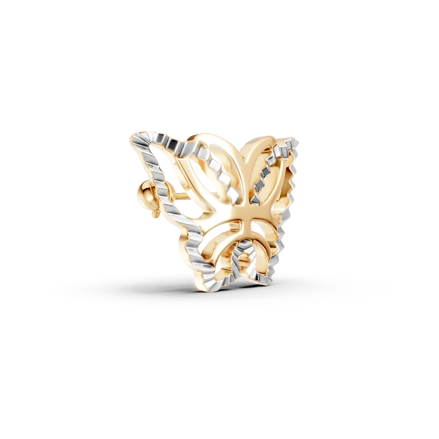 White-yellow gold butterfly brooch