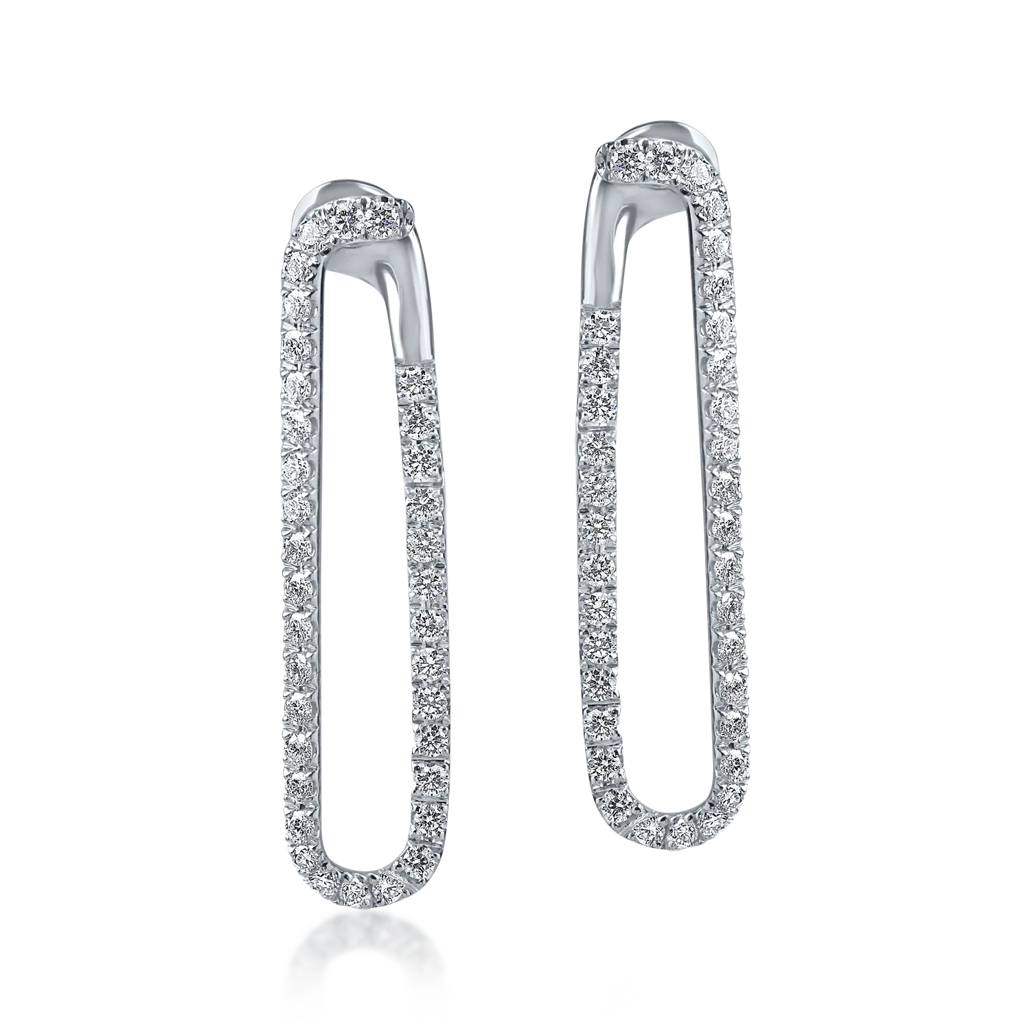 Cercei geometrici din aur alb cu diamante de 1.1ct - 1 | YEO