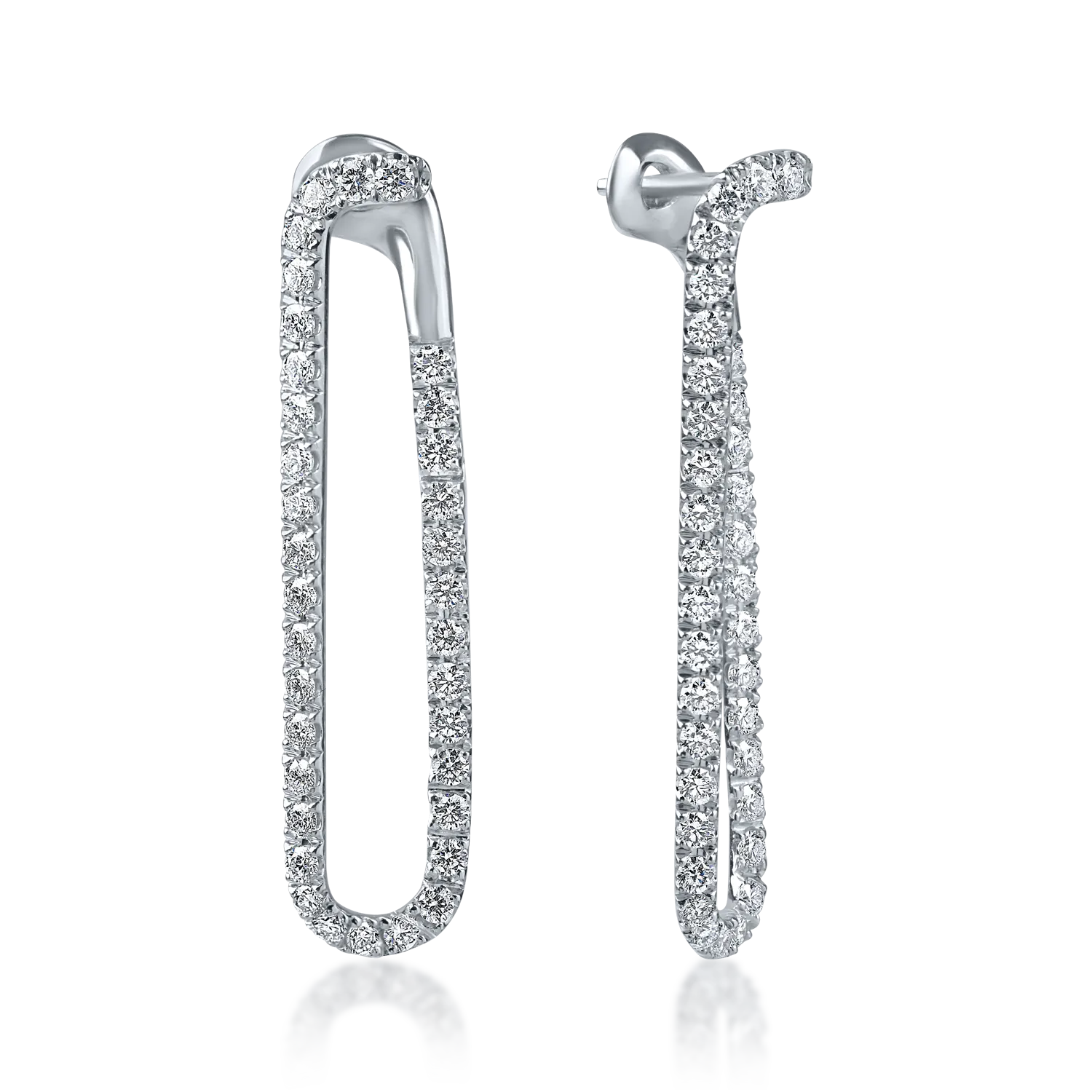 Cercei geometrici din aur alb cu diamante de 1.1ct