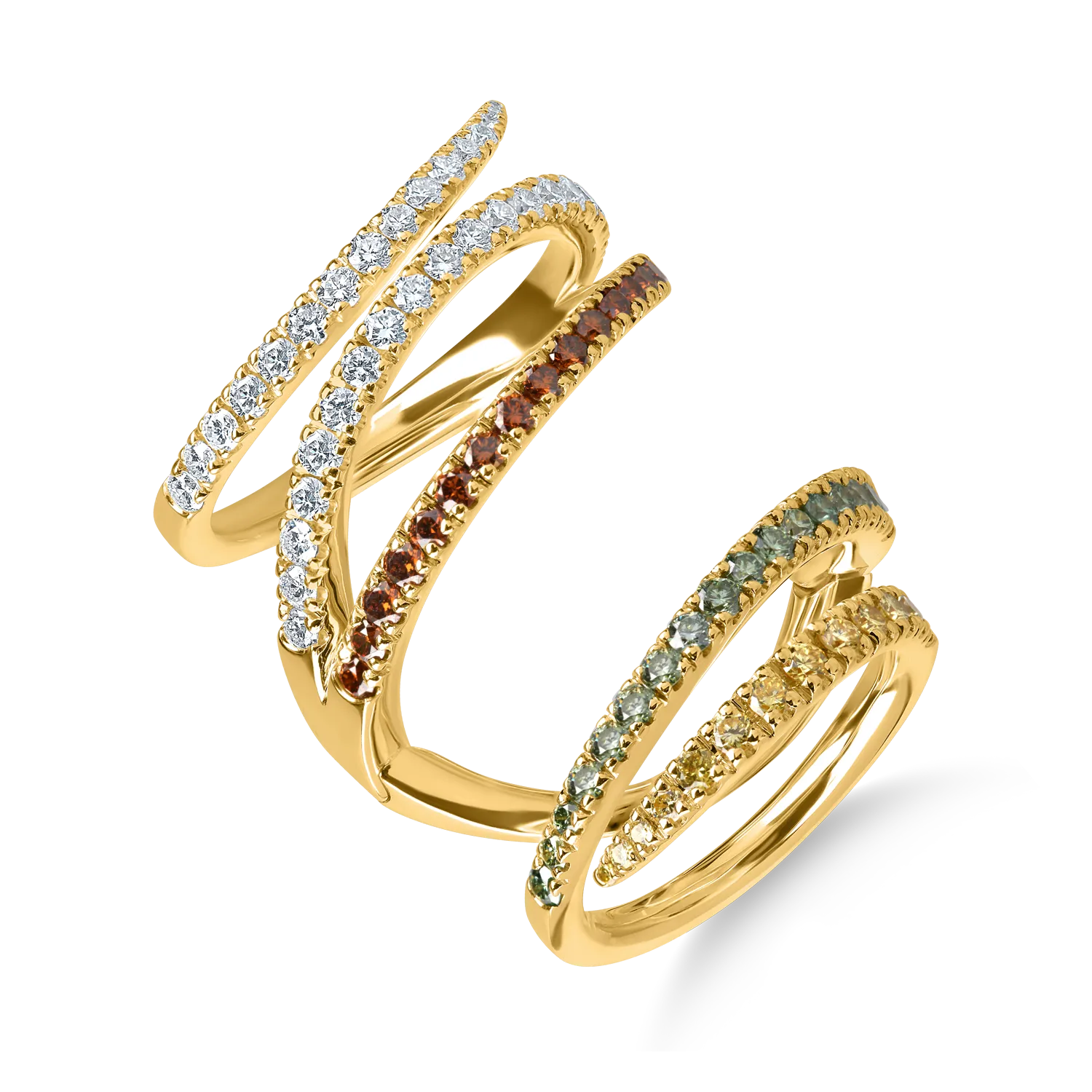 Пръстен от жълто злато с 1.5кт микровтвърдени диаманти