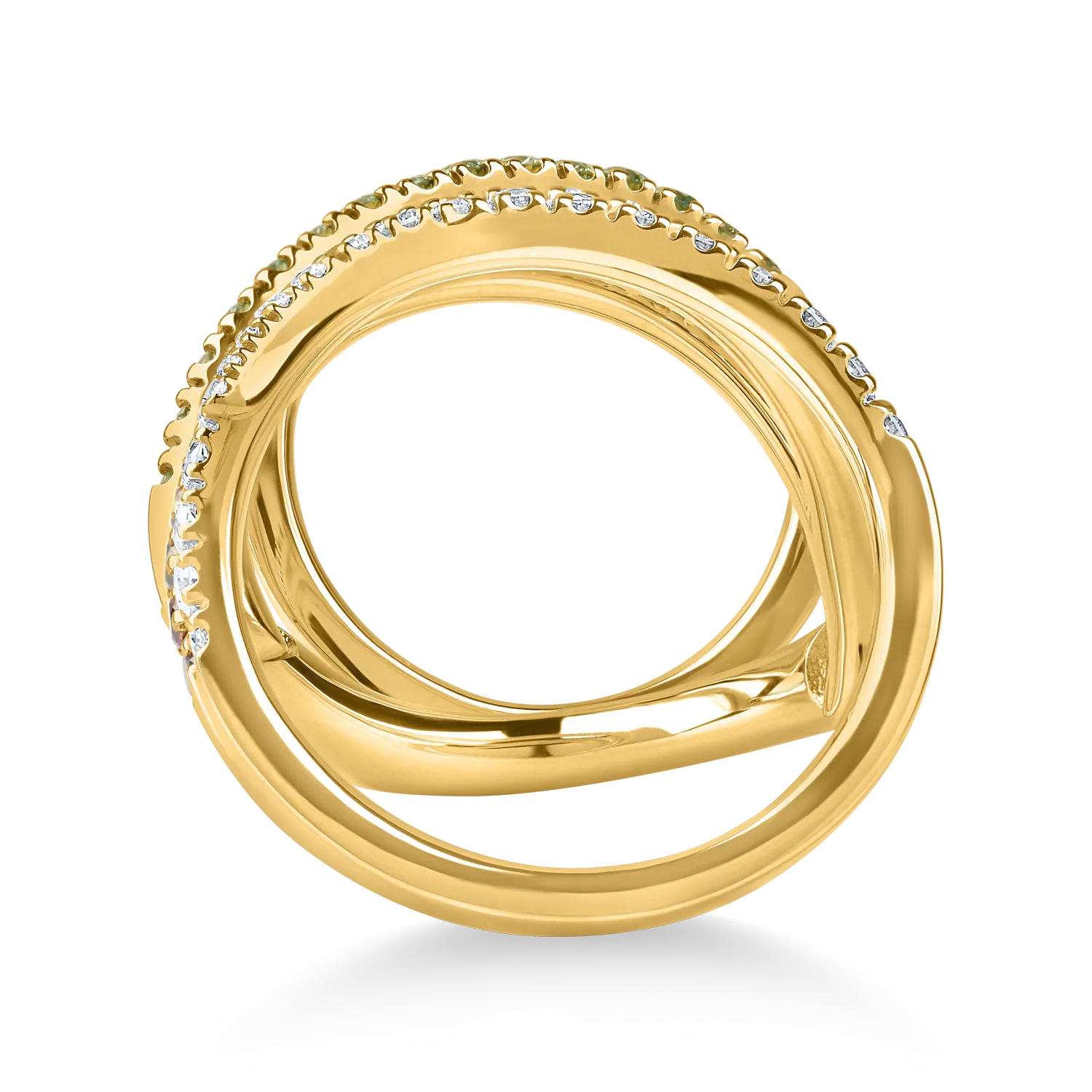 Пръстен от жълто злато с 1.5кт микровтвърдени диаманти