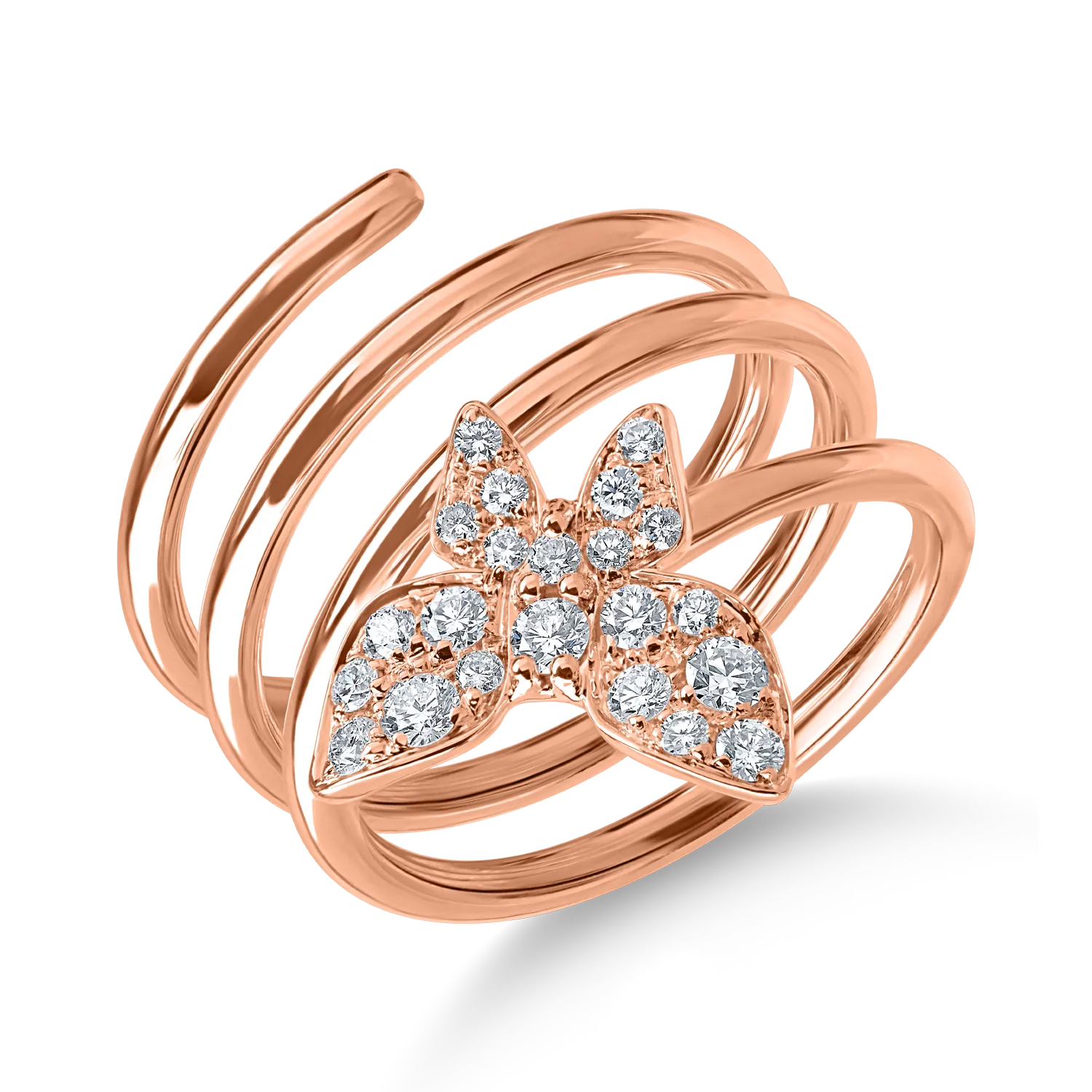 Inel fluture din aur roz cu diamante de 0.4ct