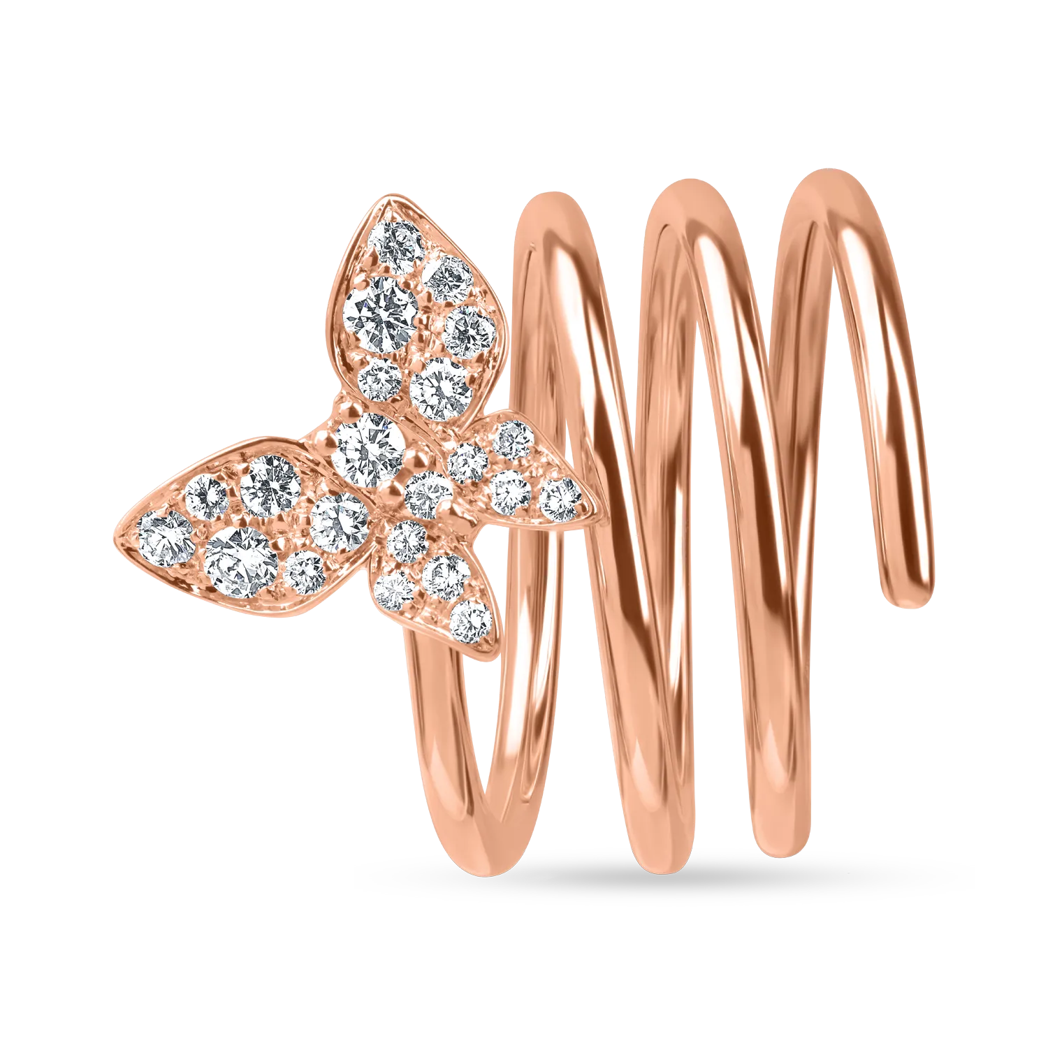 Inel fluture din aur roz cu diamante de 0.4ct