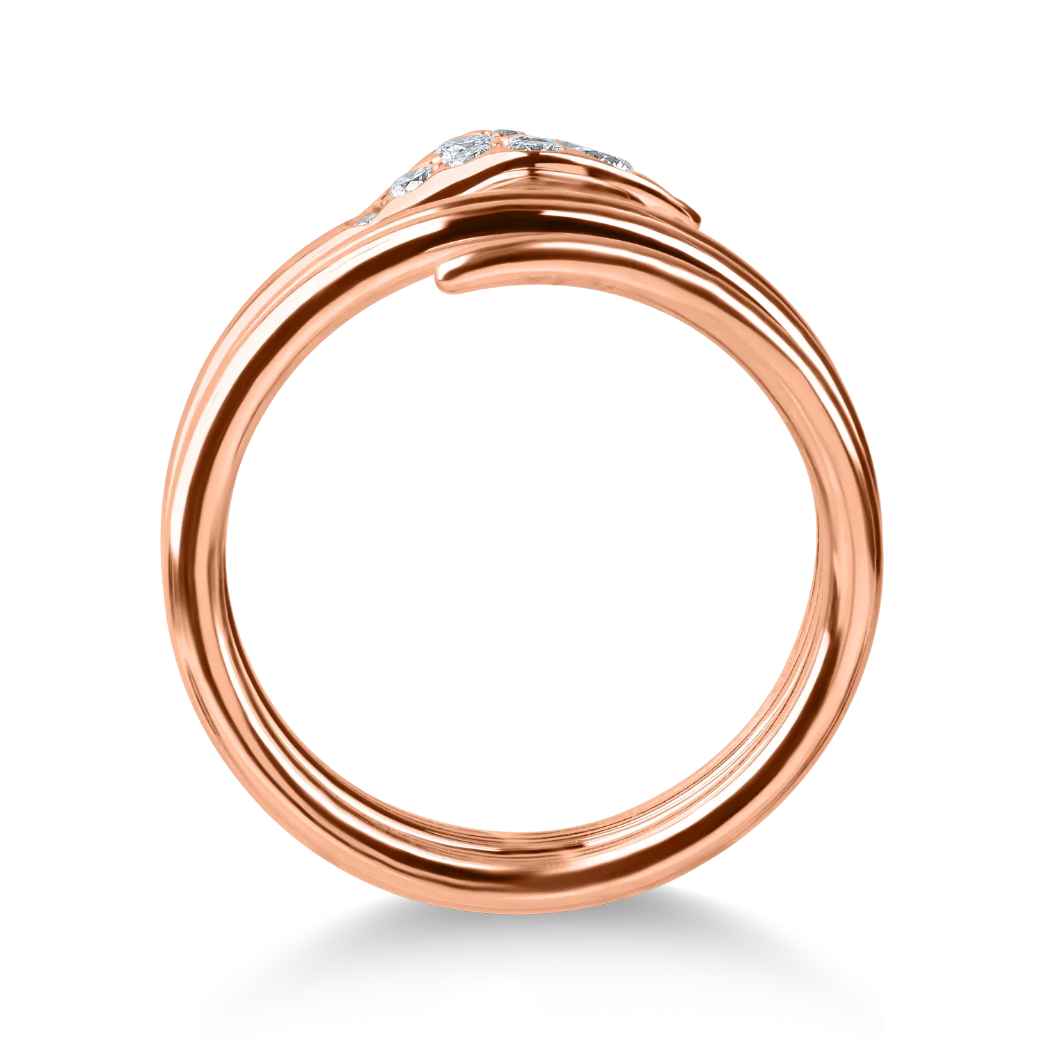 Змийски пръстен от розово злато с диаманти 0.3кт