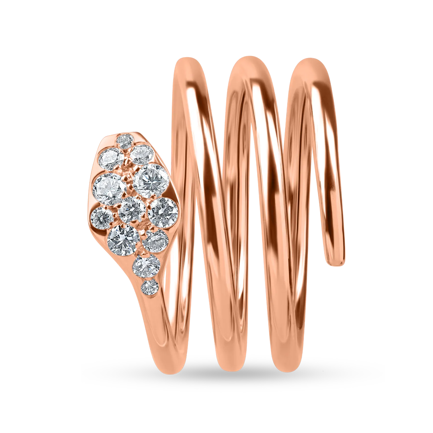 Змийски пръстен от розово злато с диаманти 0.3кт